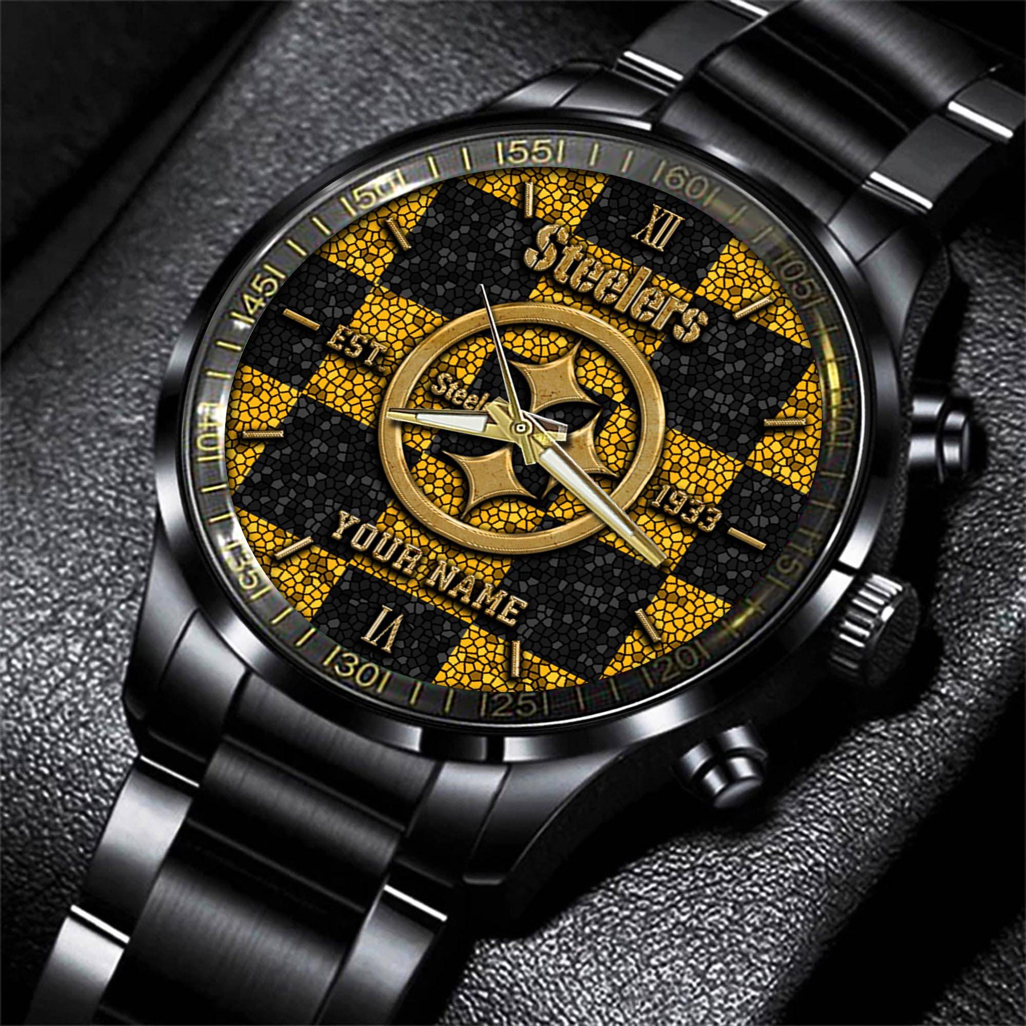 pittsburgh steelers nfl personalized sport black watch gifts for fans ahyfz