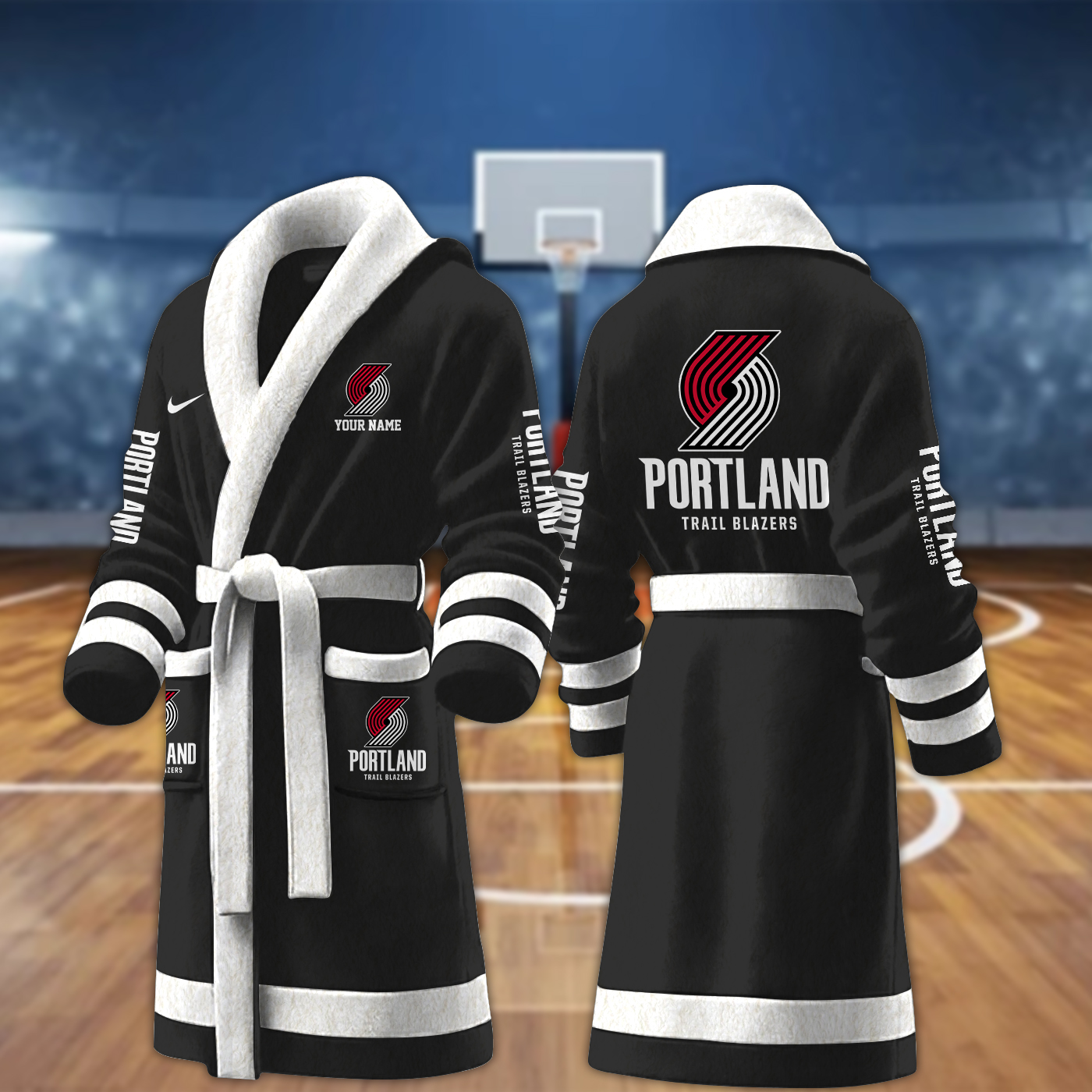 portland trail blazers nba personalized fleece bathrobe 3hge3