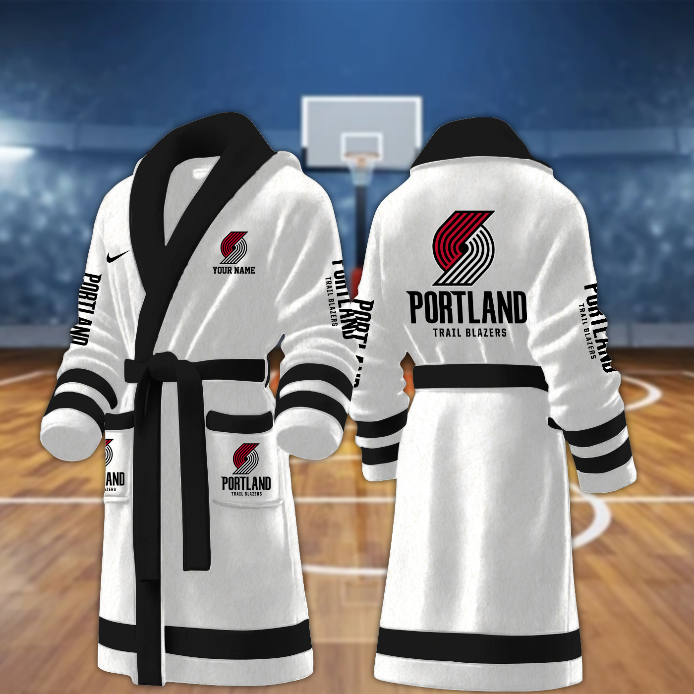 portland trail blazers nba personalized fleece bathrobe 6jodx