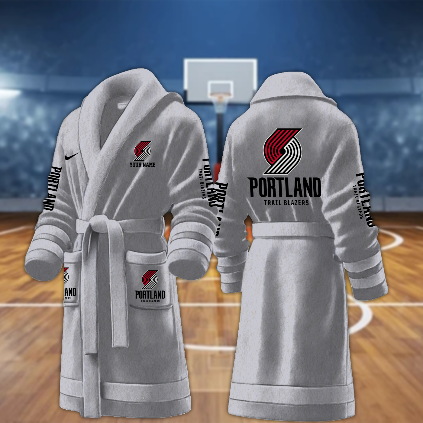 portland trail blazers nba personalized fleece bathrobe sr8o8