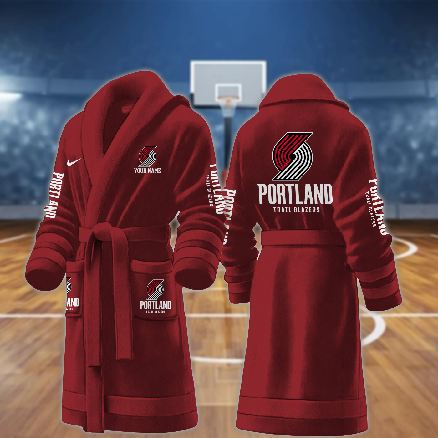 portland trail blazers nba personalized fleece bathrobe tvpyr