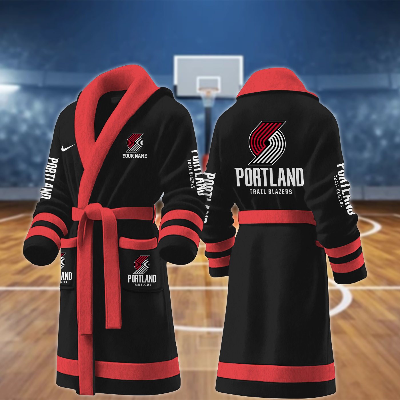 portland trail blazers nba personalized fleece bathrobe vigov