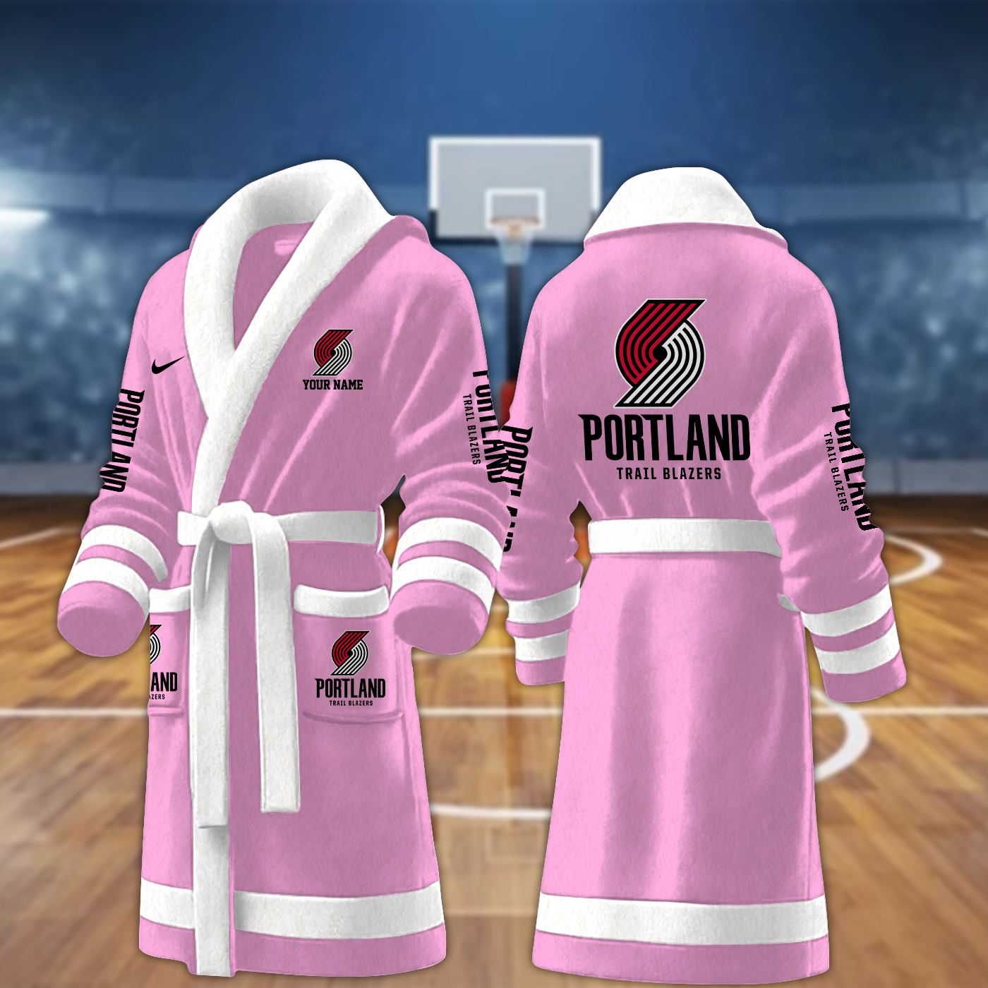 portland trail blazers nba personalized fleece bathrobe ybkxc