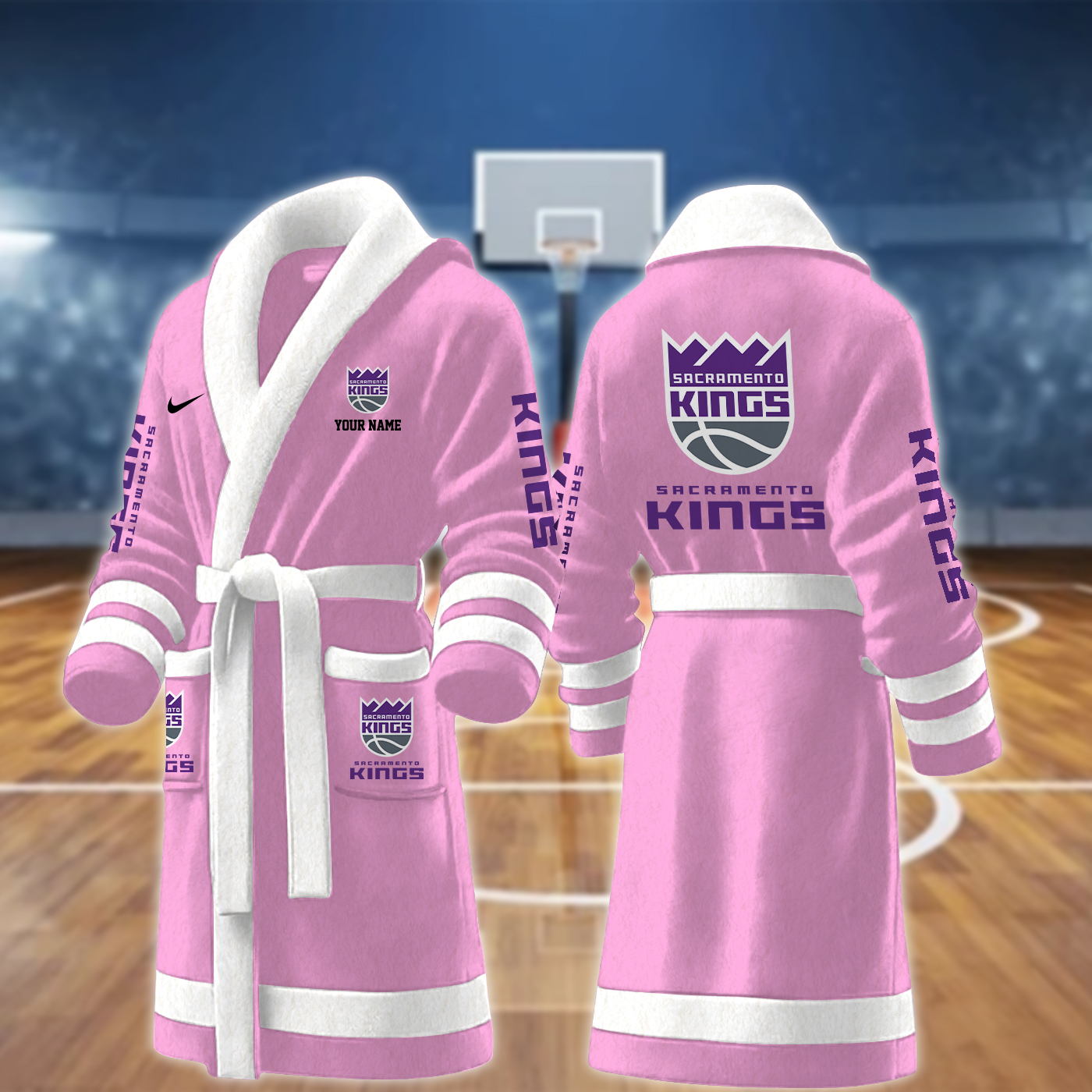 sacramento kings nba personalized fleece bathrobe d2njl