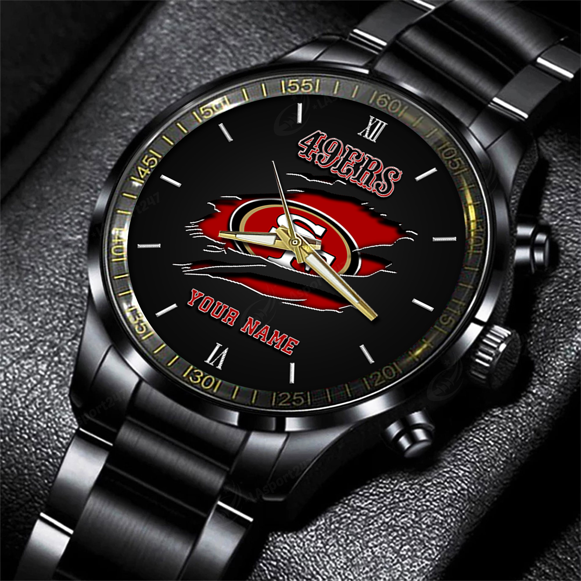 san francisco 49ers nfl personalized black fashion watch for football lovers jfqsl