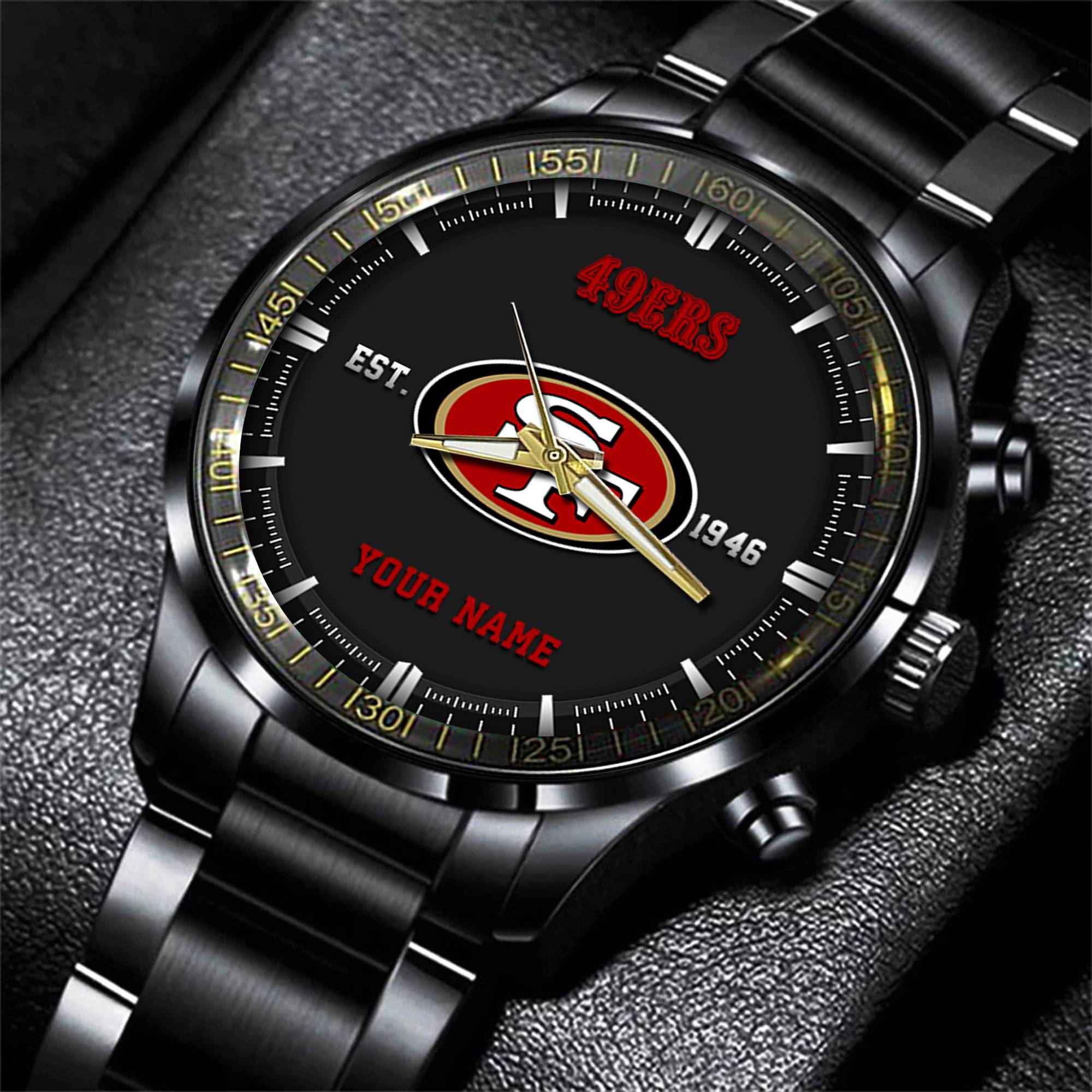 san francisco 49ers nfl personalized black fashion watch gifts for fans ndp5v