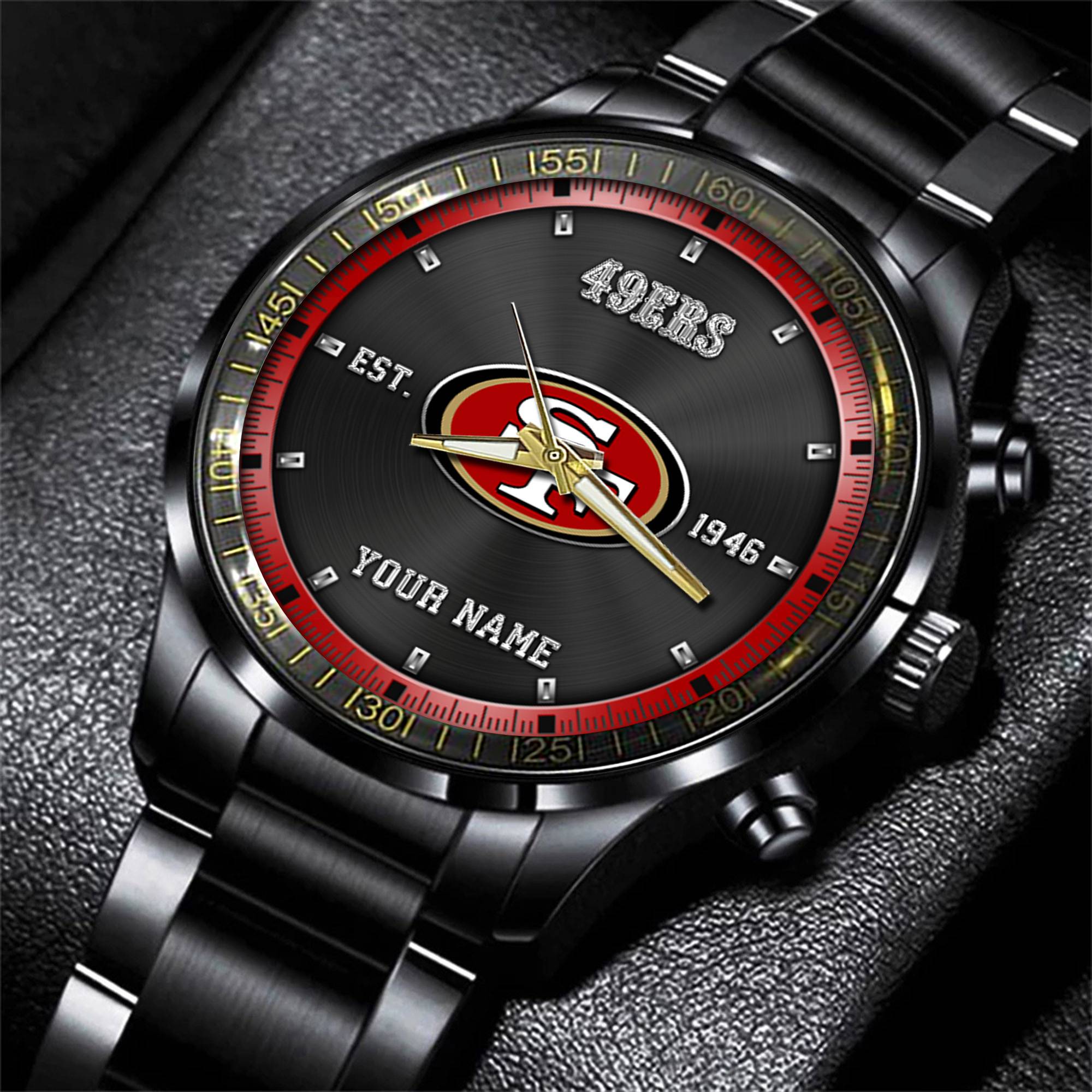 san francisco 49ers nfl personalized black fashion watch gifts for fans tenzp