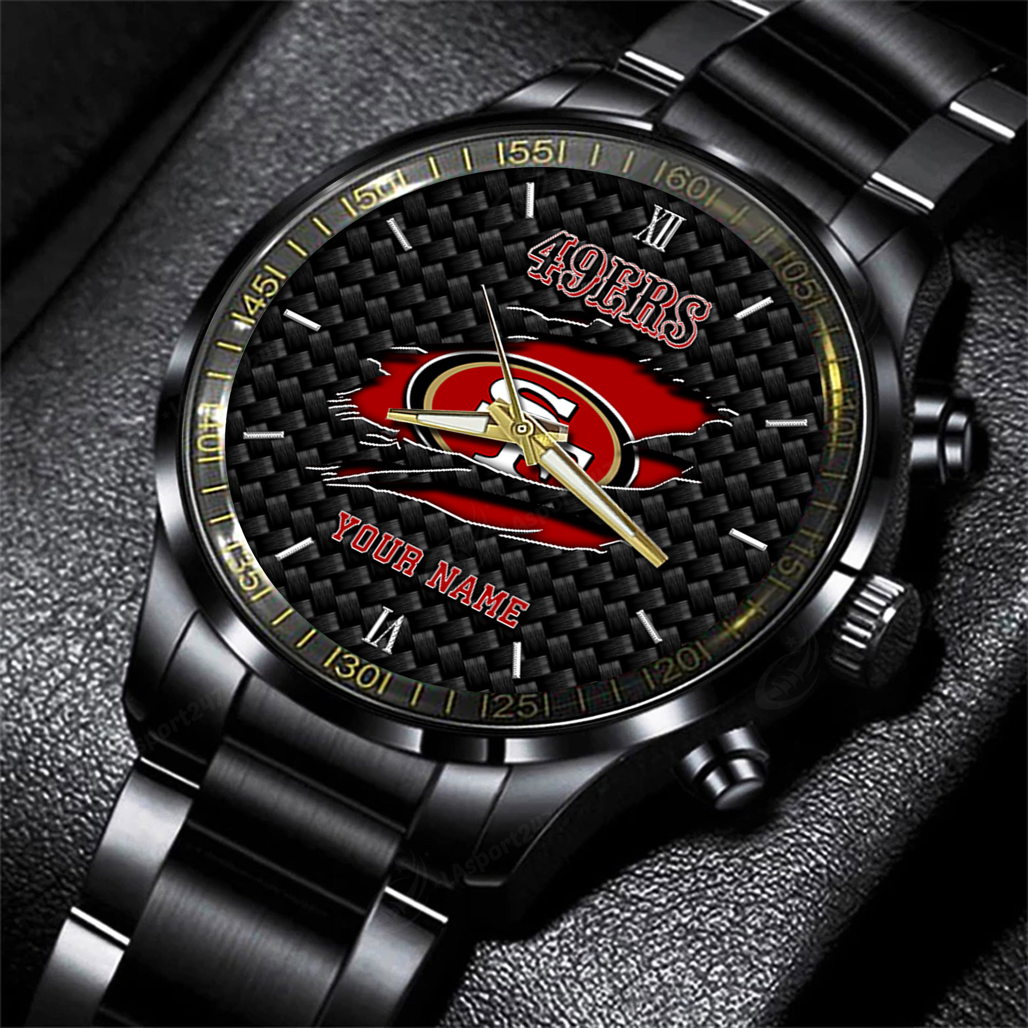 san francisco 49ers nfl personalized sport black fashion watch 6skr2