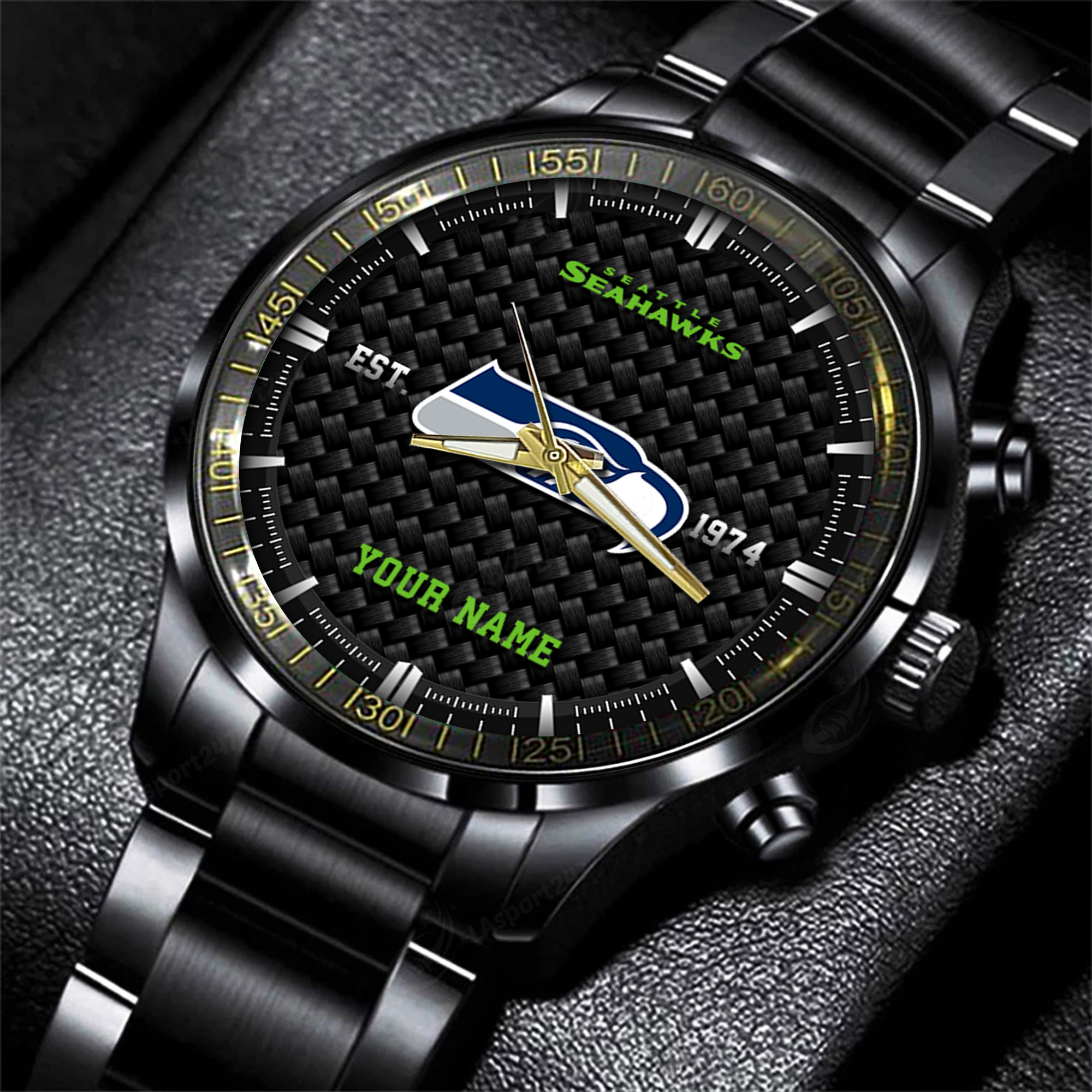 seattle seahawks nfl black fashion hand watch custom your name gift for fan t96b8