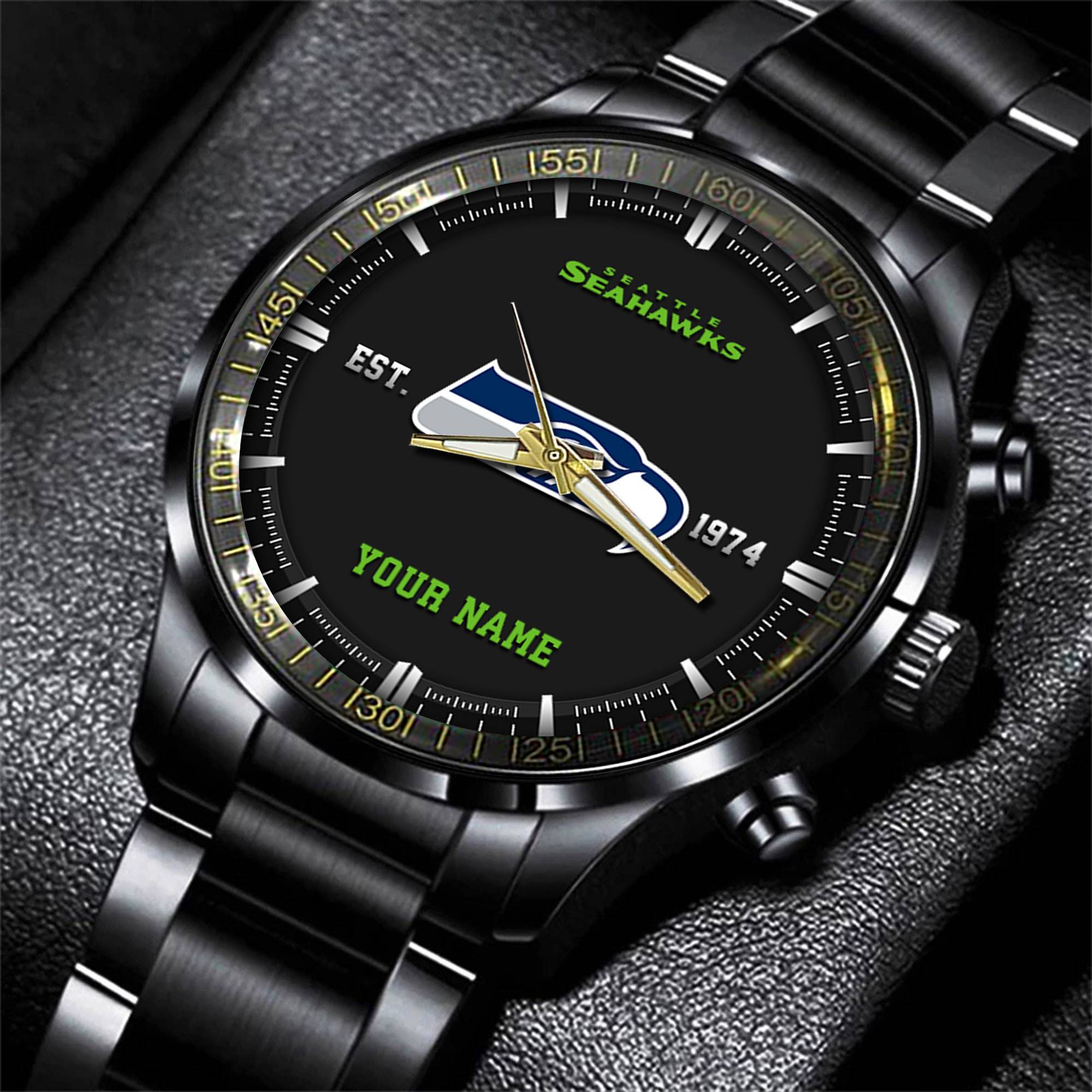 seattle seahawks nfl personalized black fashion watch gifts for fans 8nrum