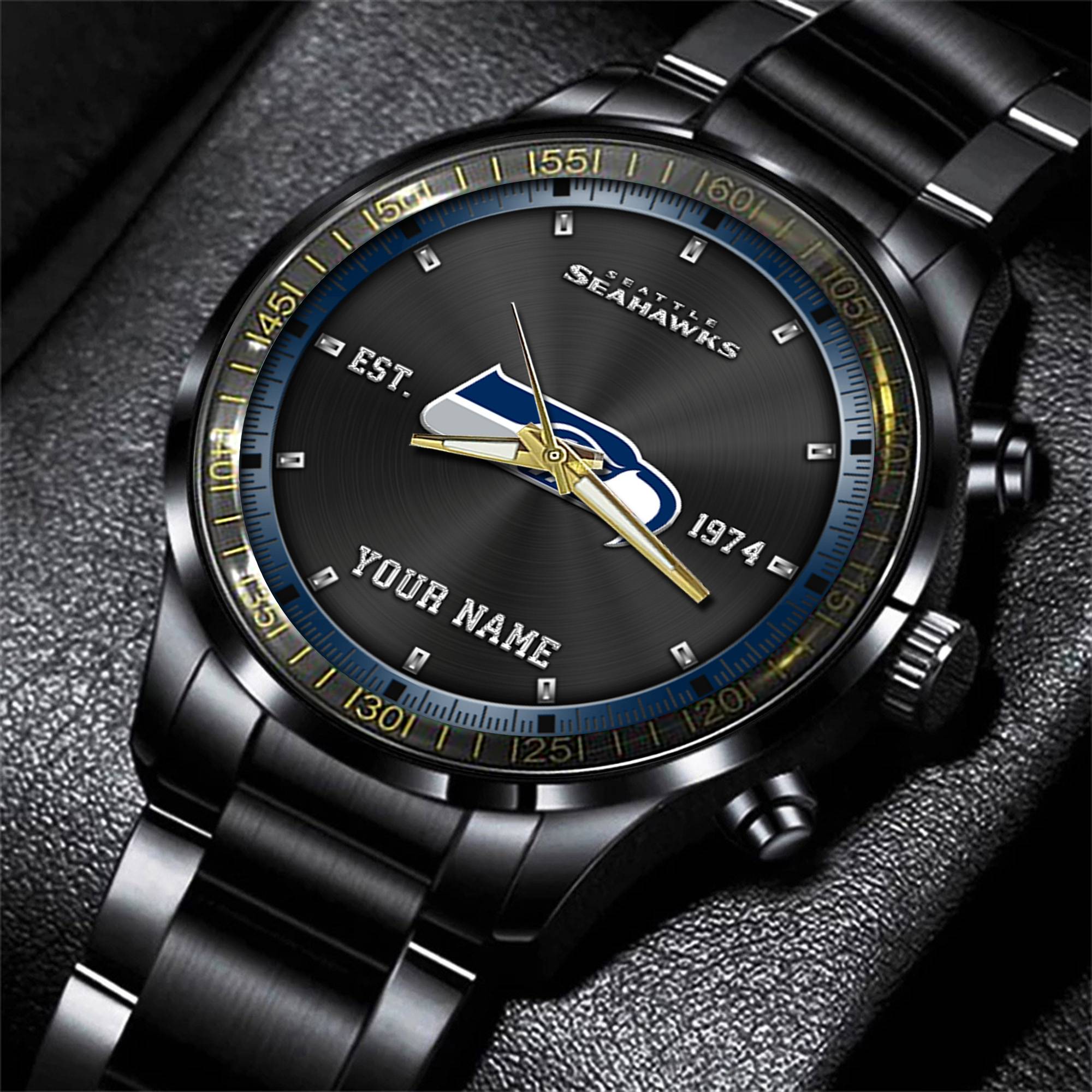 seattle seahawks nfl personalized black fashion watch gifts for fans rv8tc