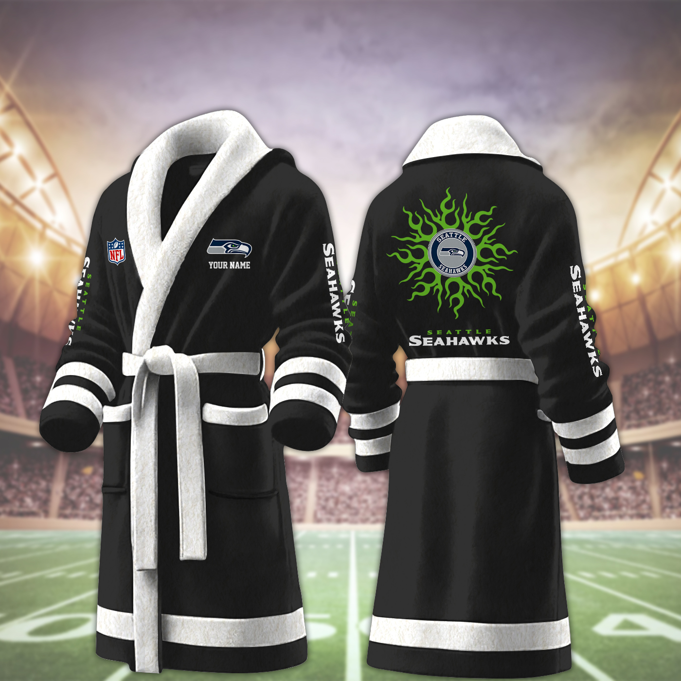 seattle seahawks nfl personalized fleece bathrobe ndeh6