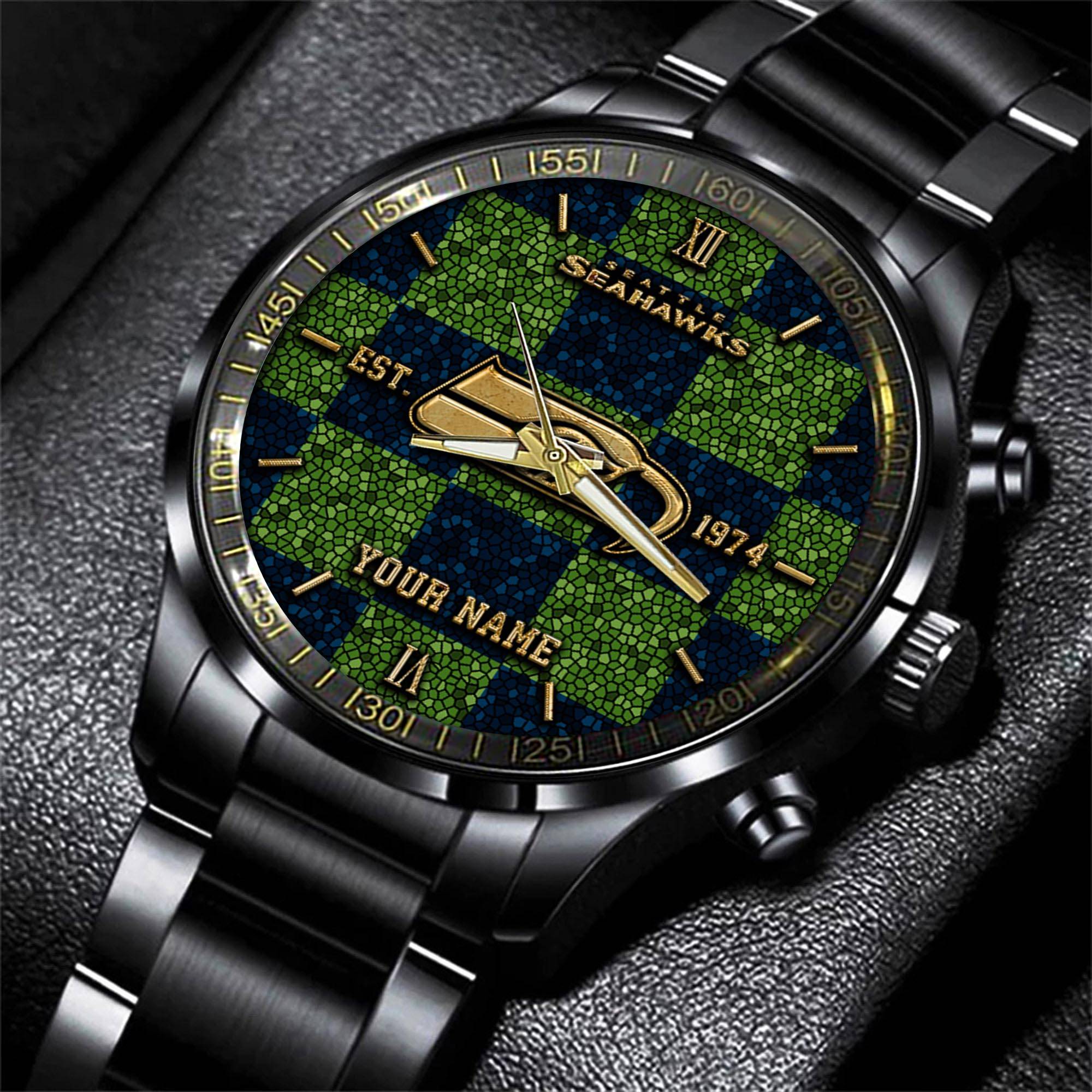 seattle seahawks nfl personalized sport black watch gifts for fans g2ggn