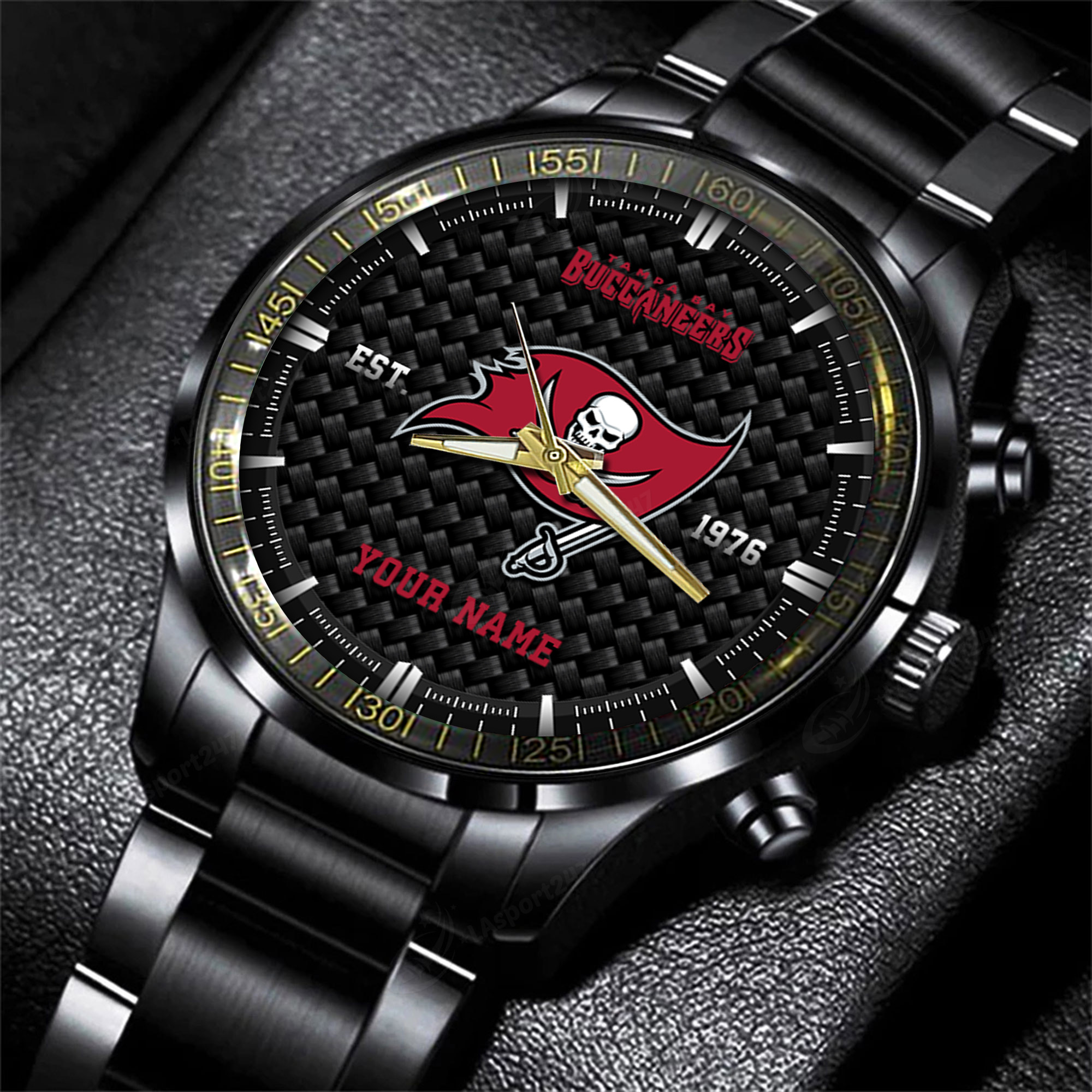 tampa bay buccaneers nfl black fashion hand watch custom your name gift for fan mg8cj