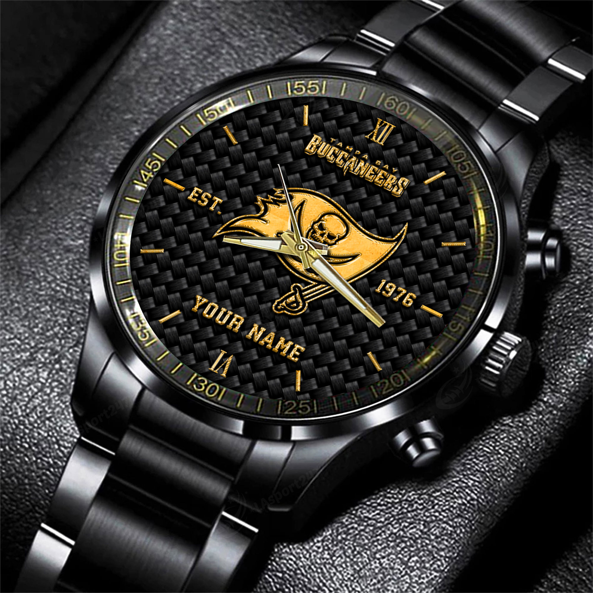 tampa bay buccaneers nfl black fashion hand watch custom your name gift for fan ov71b