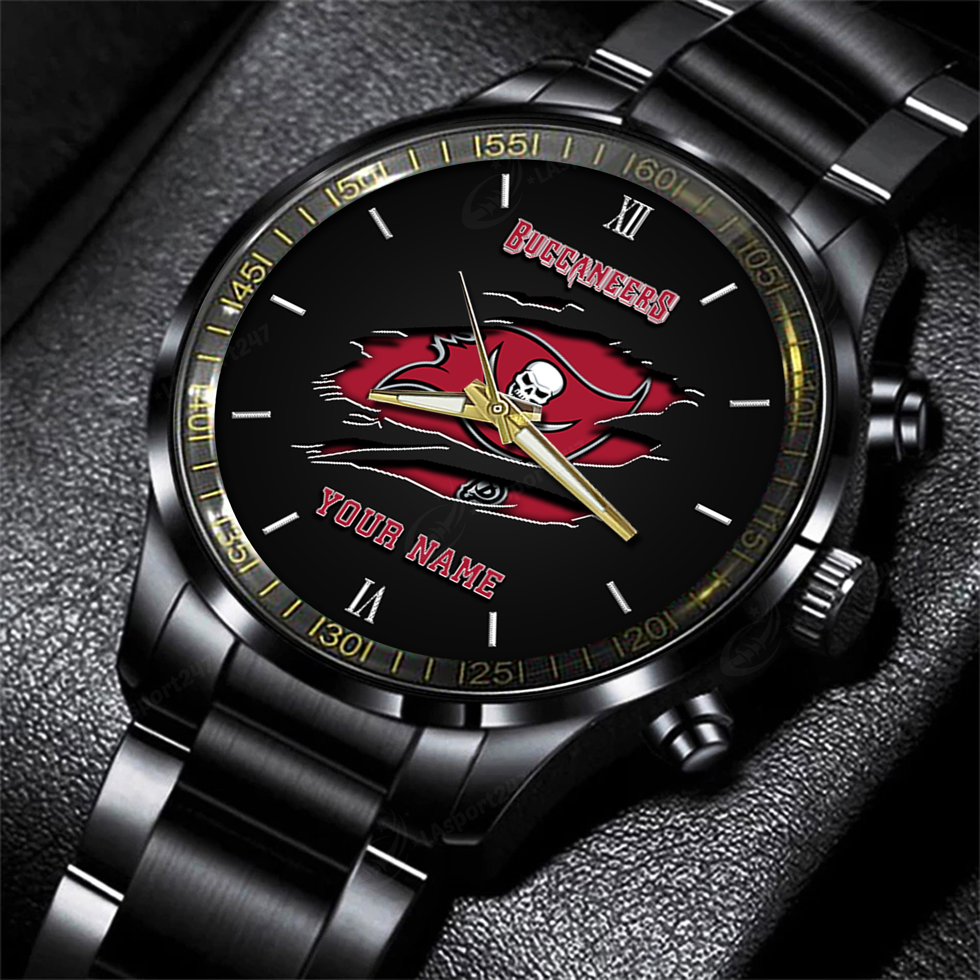 tampa bay buccaneers nfl personalized black fashion watch for football lovers hl3hv