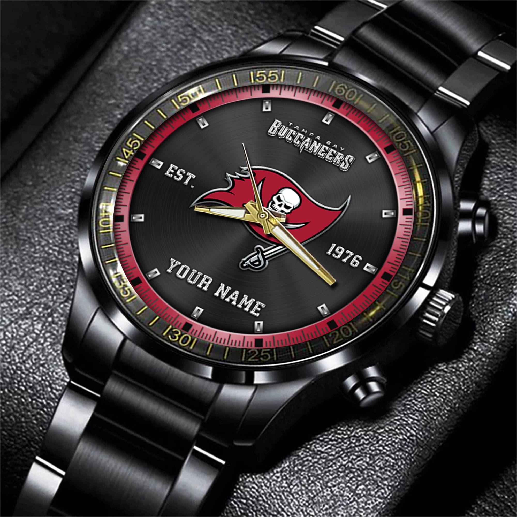 tampa bay buccaneers nfl personalized black fashion watch gifts for fans g47yt