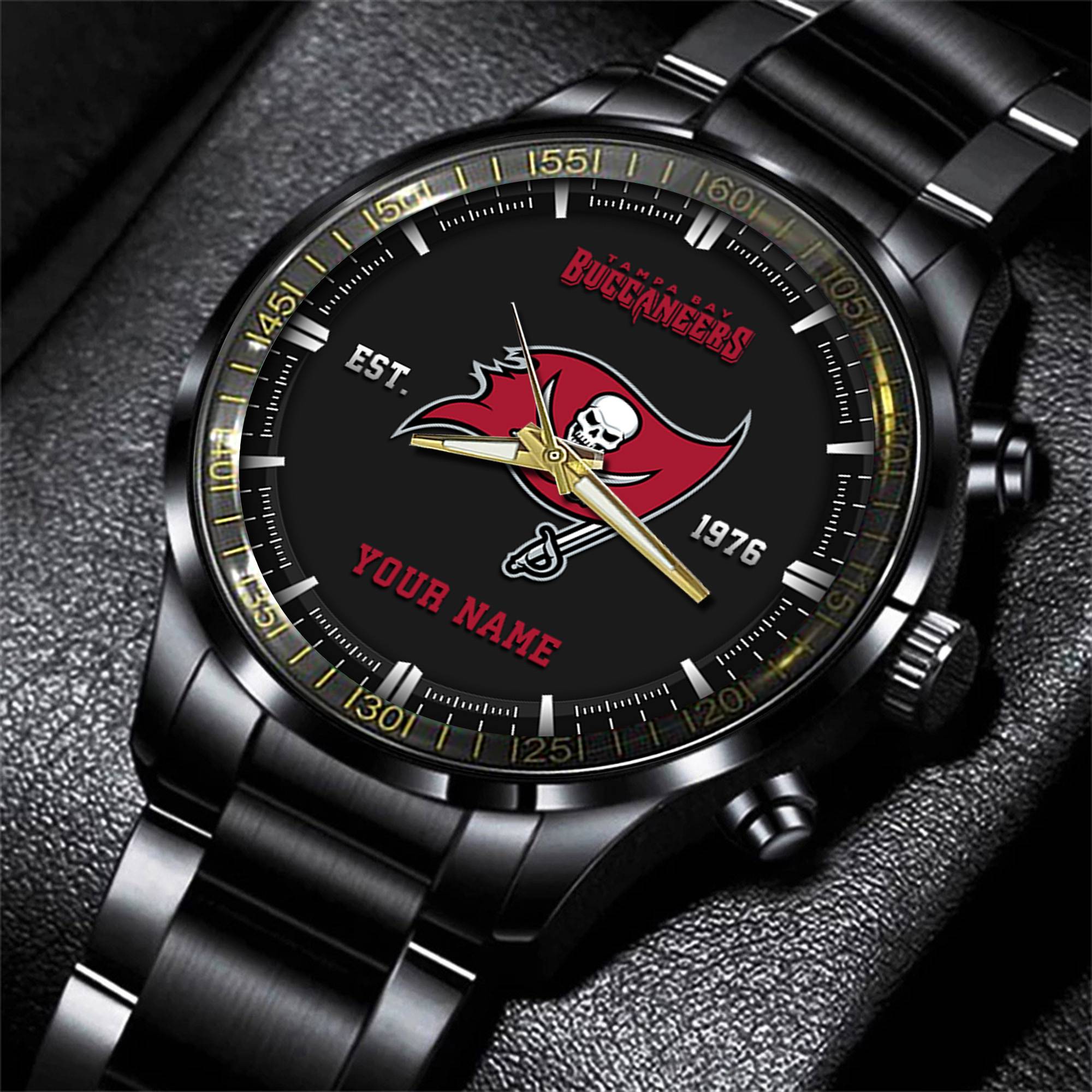 tampa bay buccaneers nfl personalized black fashion watch gifts for fans ynroc