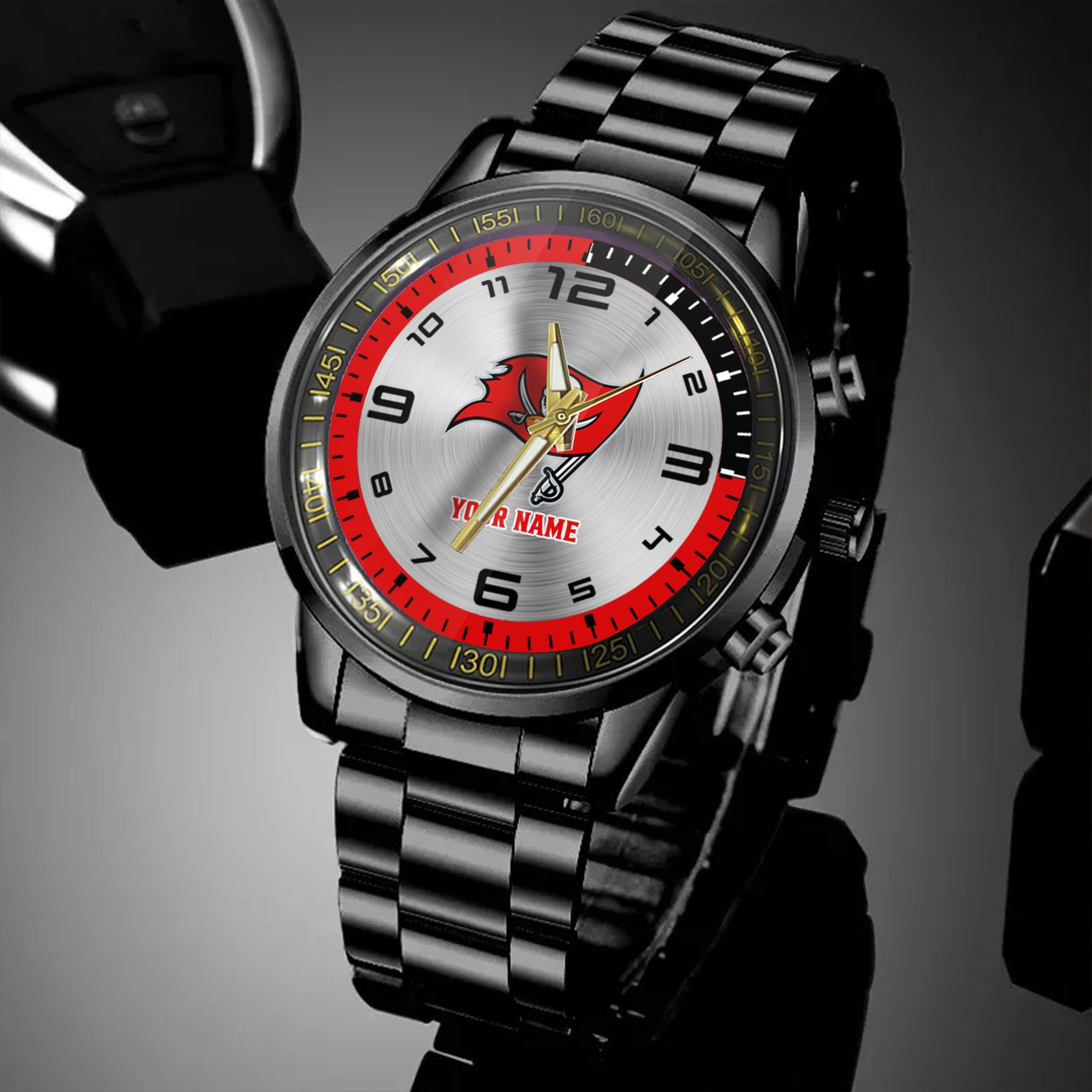 tampa bay buccaneers nfl personalized black hand watch gifts for fans s3mms