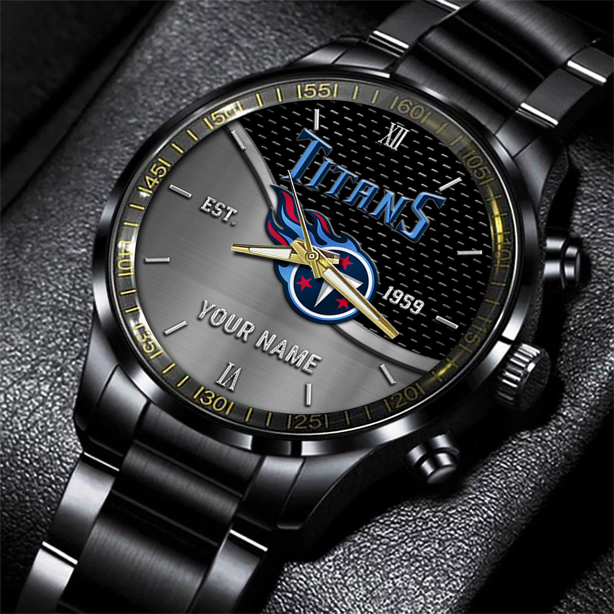 tennessee titans nfl black fashion hand watch custom your name gift for fan kuu82