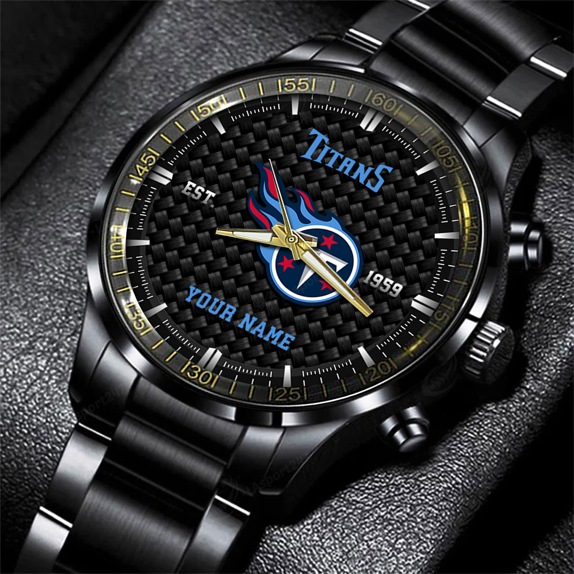 tennessee titans nfl black fashion hand watch custom your name gift for fan llc7d