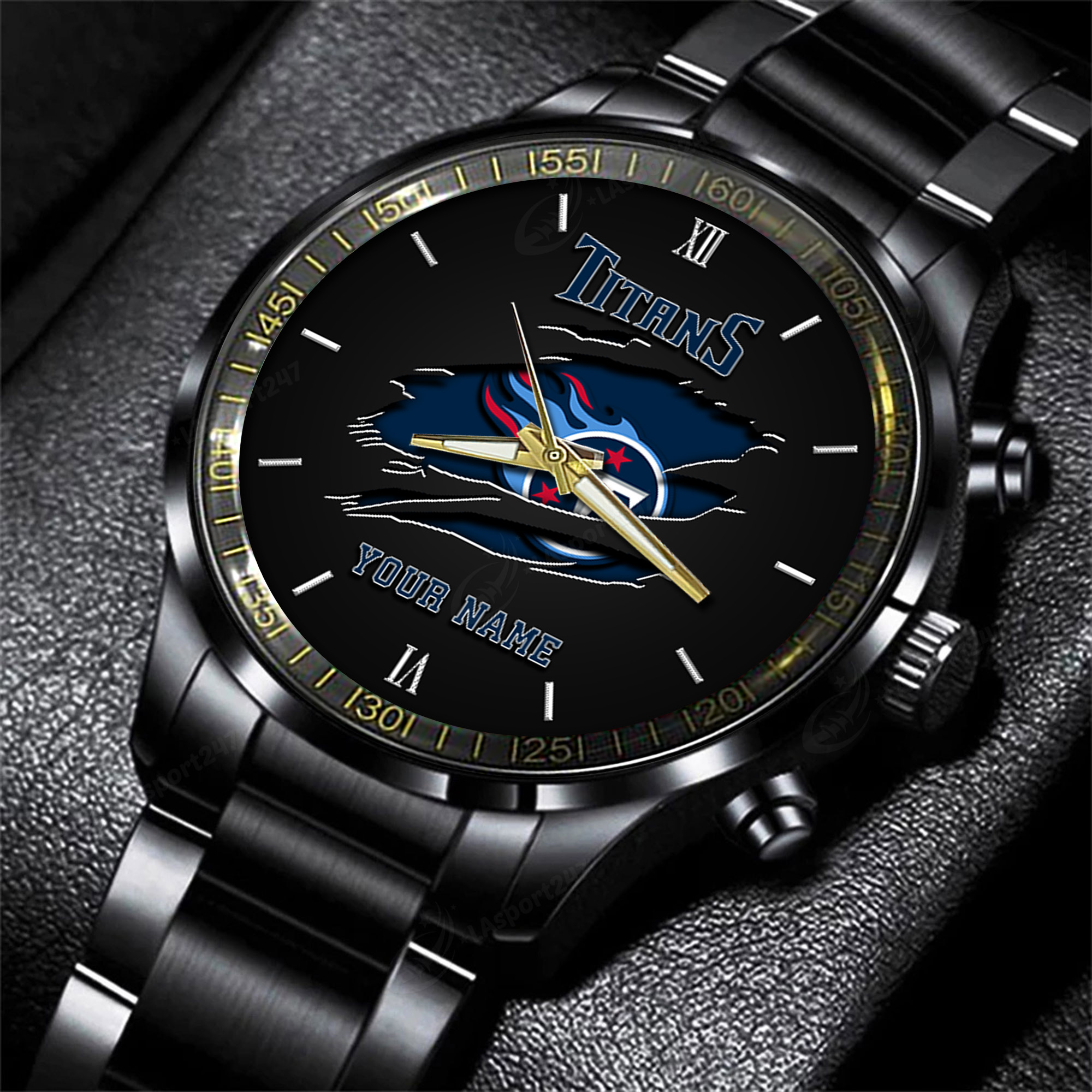 tennessee titans nfl personalized black fashion watch for football lovers tcrvo