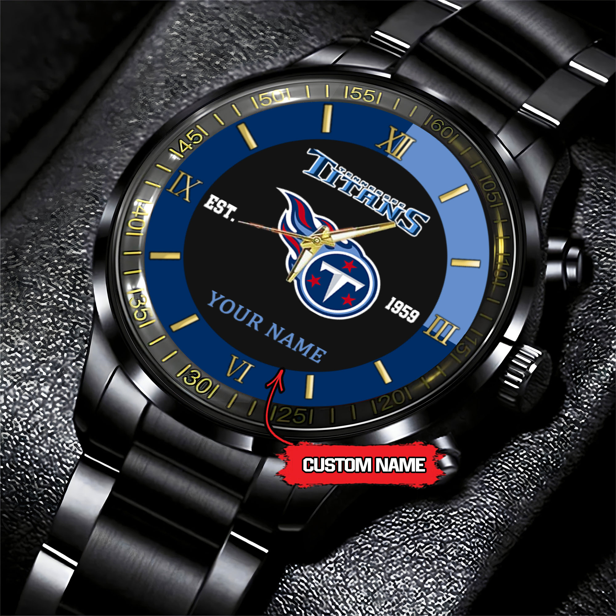 tennessee titans nfl personalized black fashion watch haffq