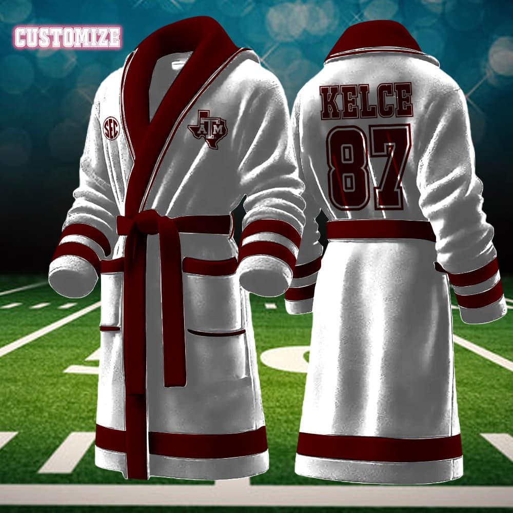 texas am aggies ncaa personalized fleece bathrobe dfxyy