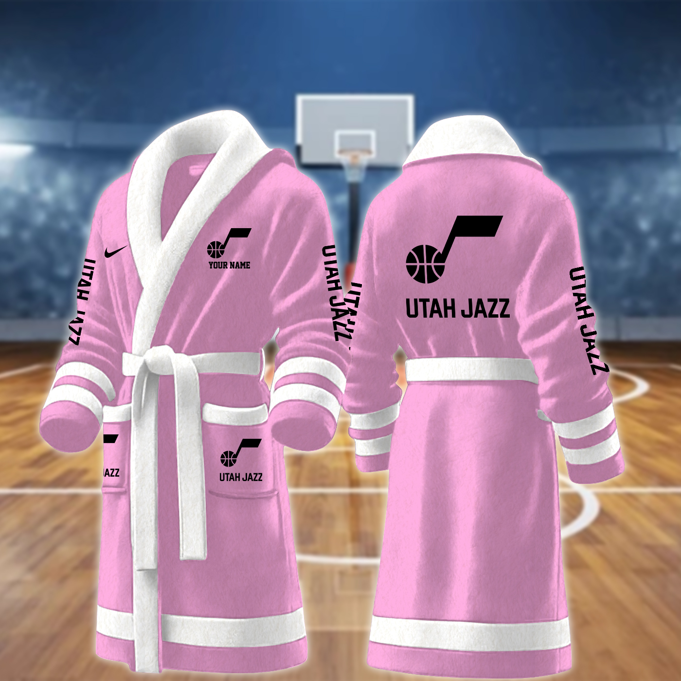 utah jazz nba personalized fleece bathrobe 94ack