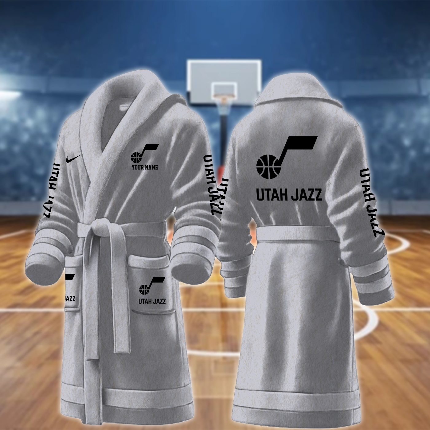 utah jazz nba personalized fleece bathrobe gso1g