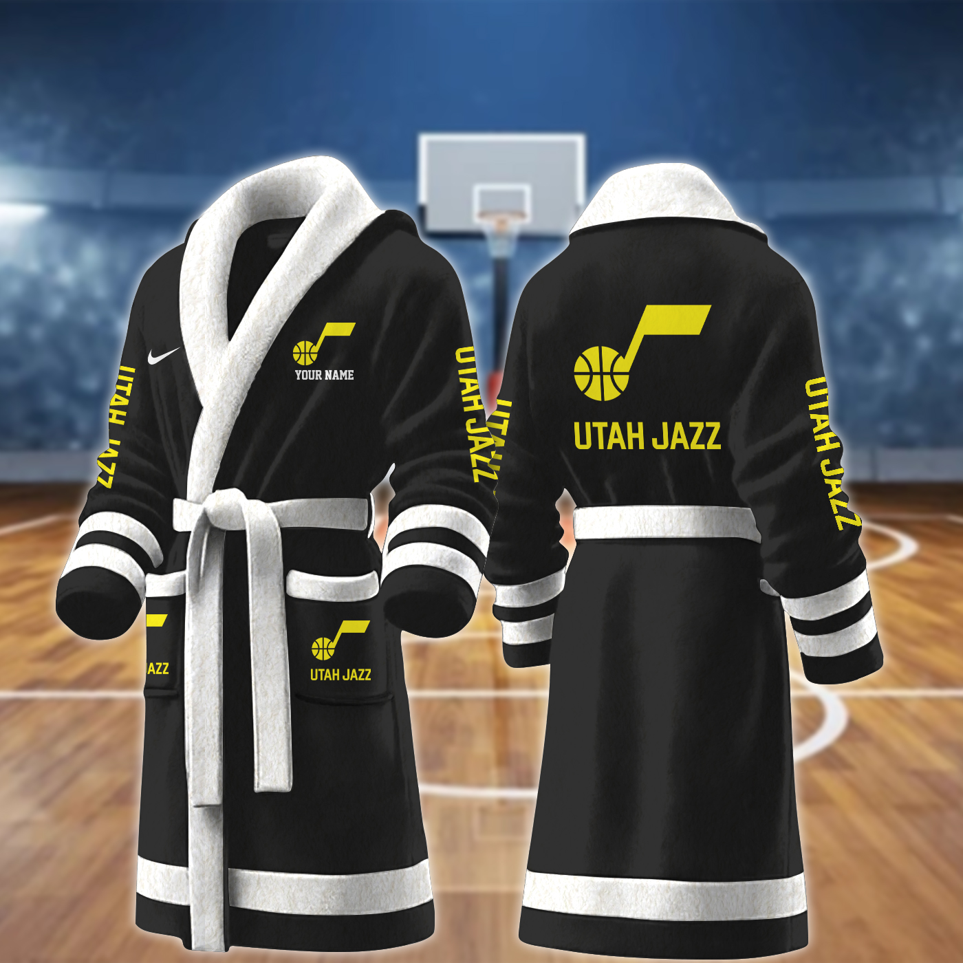 utah jazz nba personalized fleece bathrobe uvtz0