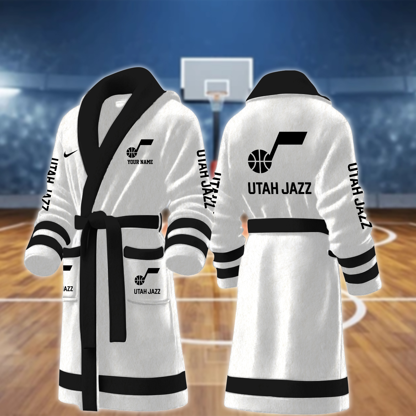 utah jazz nba personalized fleece bathrobe vvduq