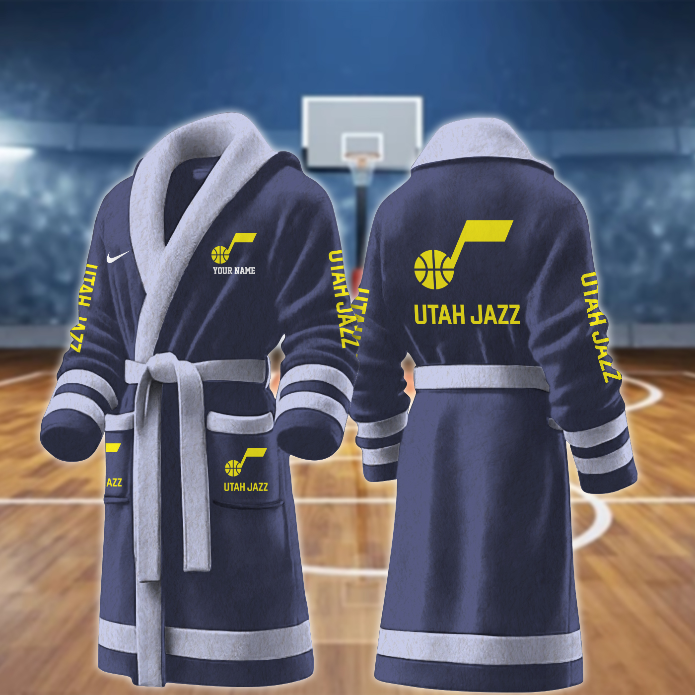 utah jazz nba personalized fleece bathrobe wi2nl