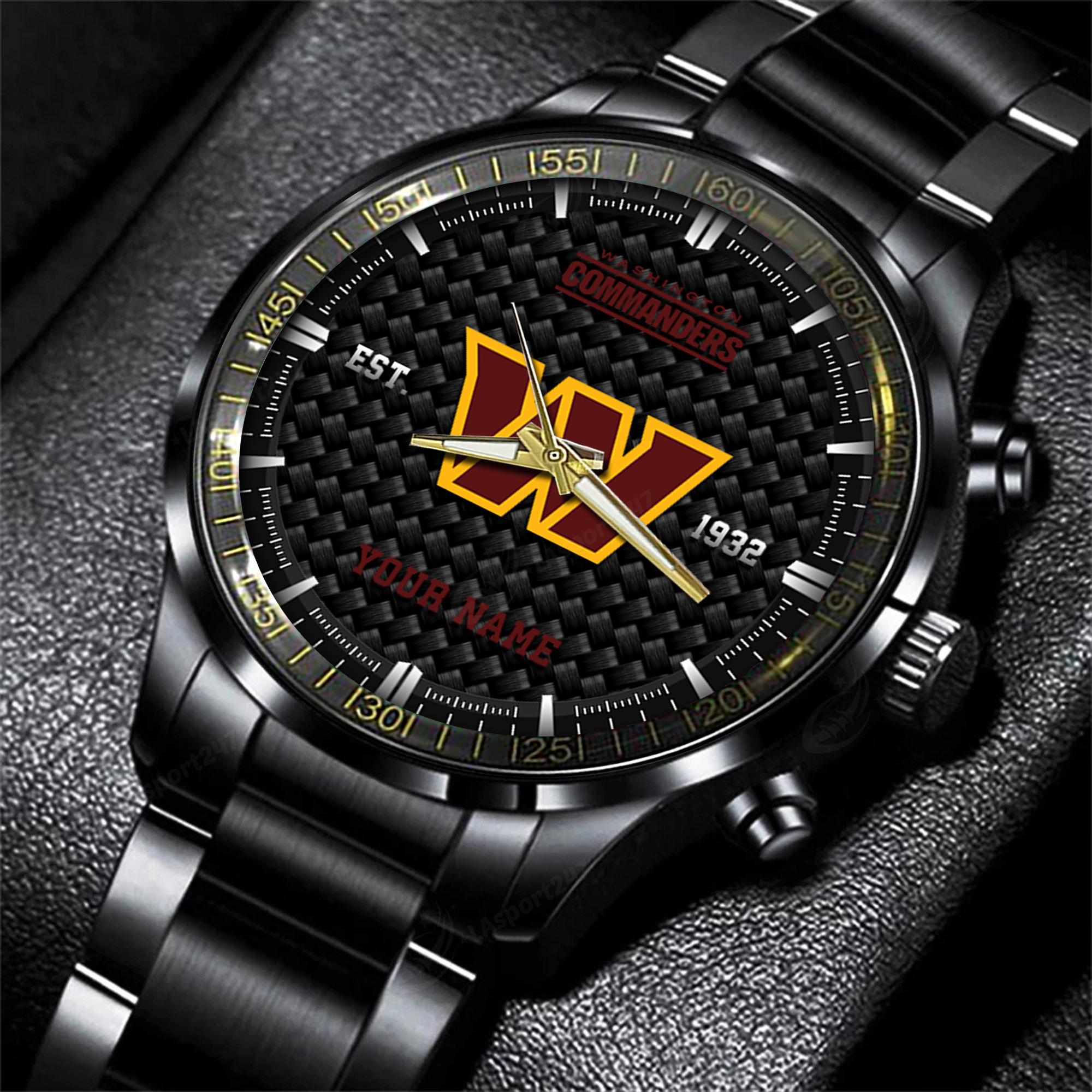 washington commanders nfl black fashion hand watch custom your name gift for fan hnsep