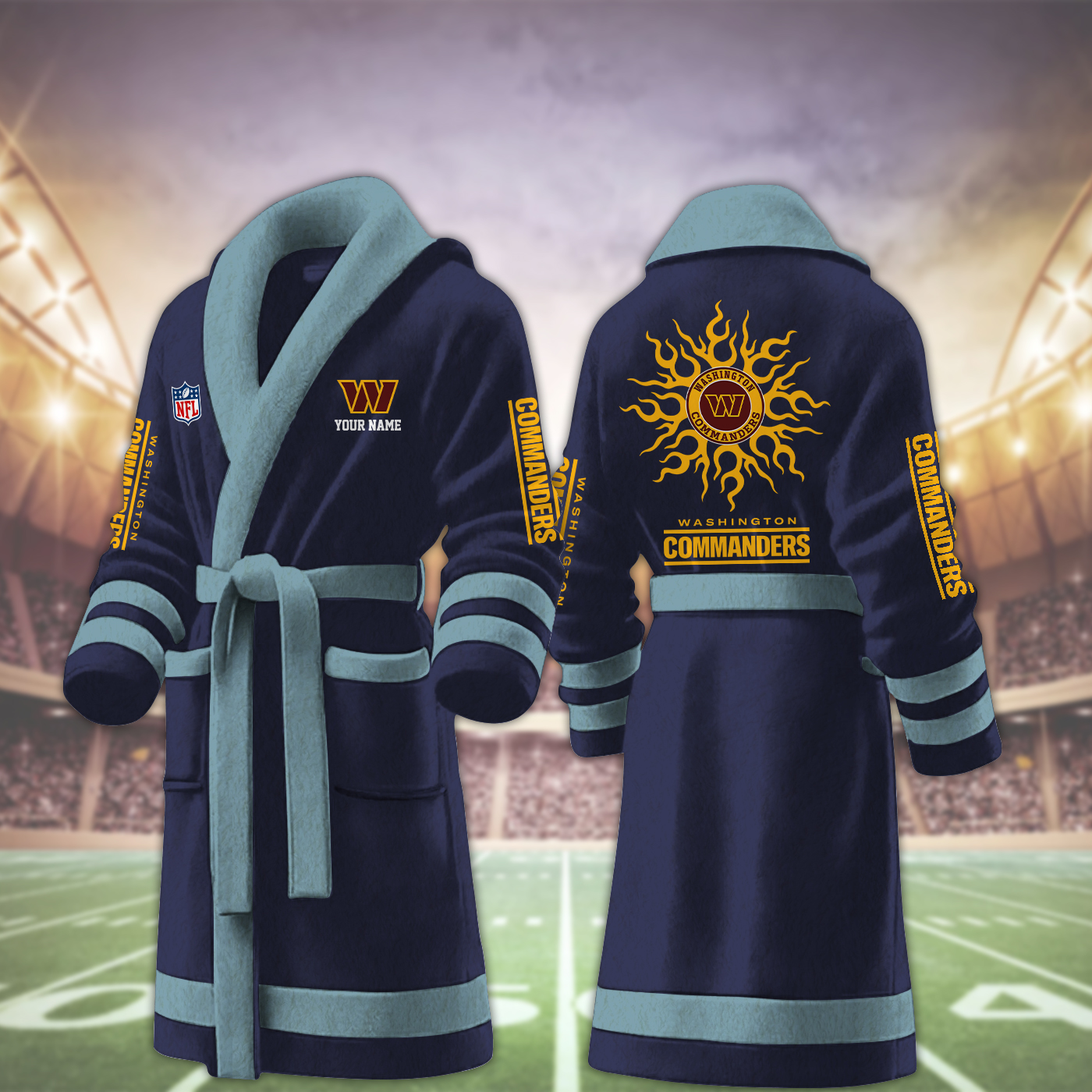 washington commanders nfl personalized fleece bathrobe 0hadw