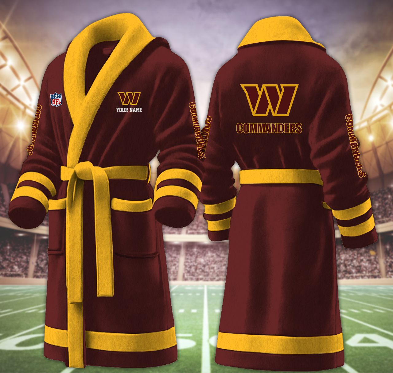 washington commanders nfl personalized fleece bathrobe 4anzt