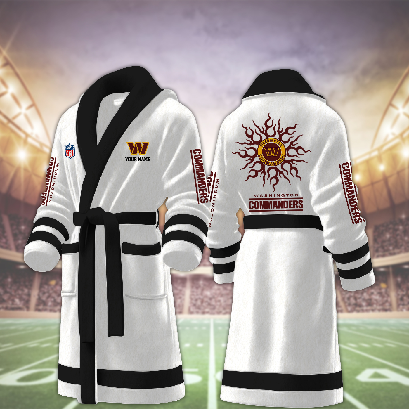 washington commanders nfl personalized fleece bathrobe 6u7sg