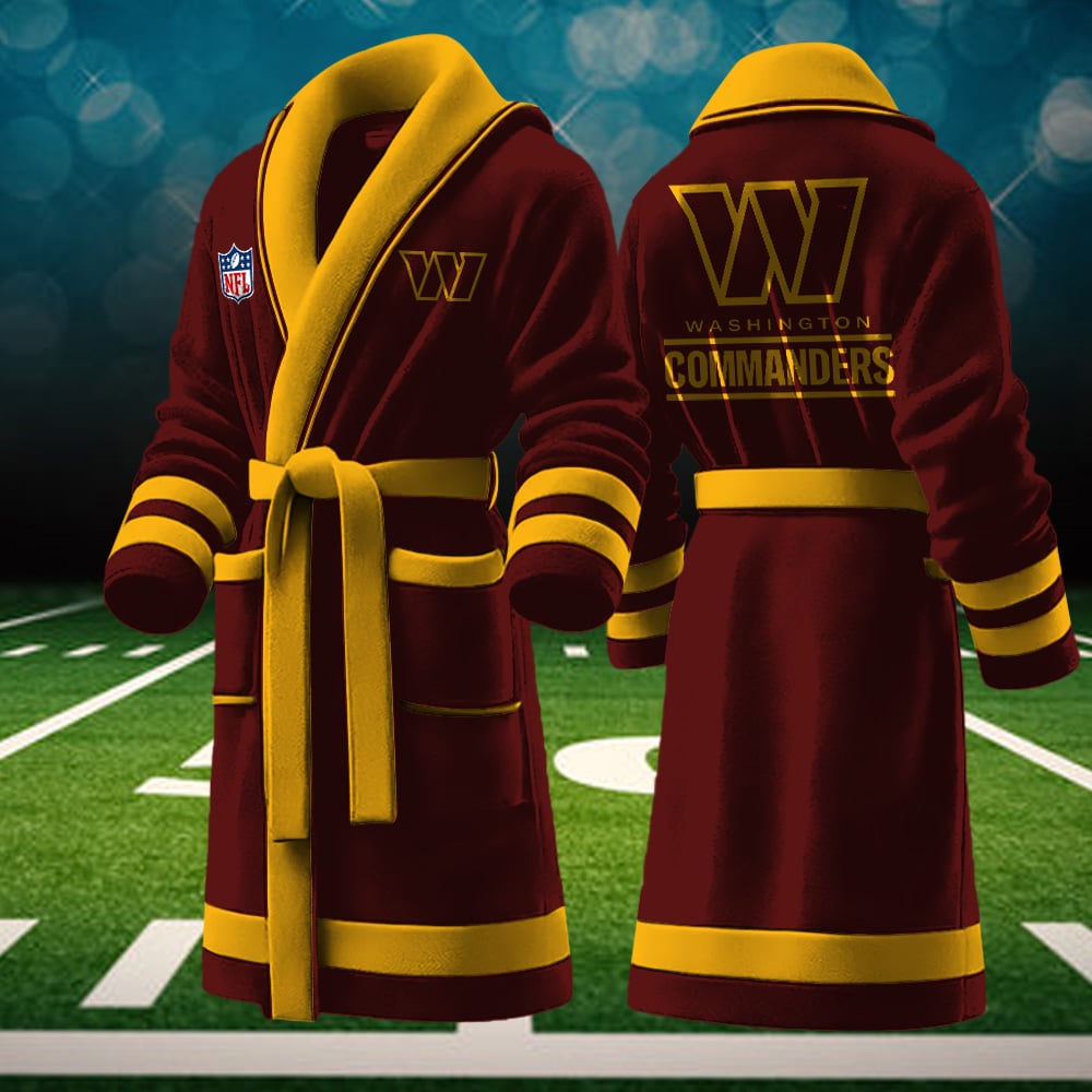 washington commanders nfl personalized fleece bathrobe 8lqfa