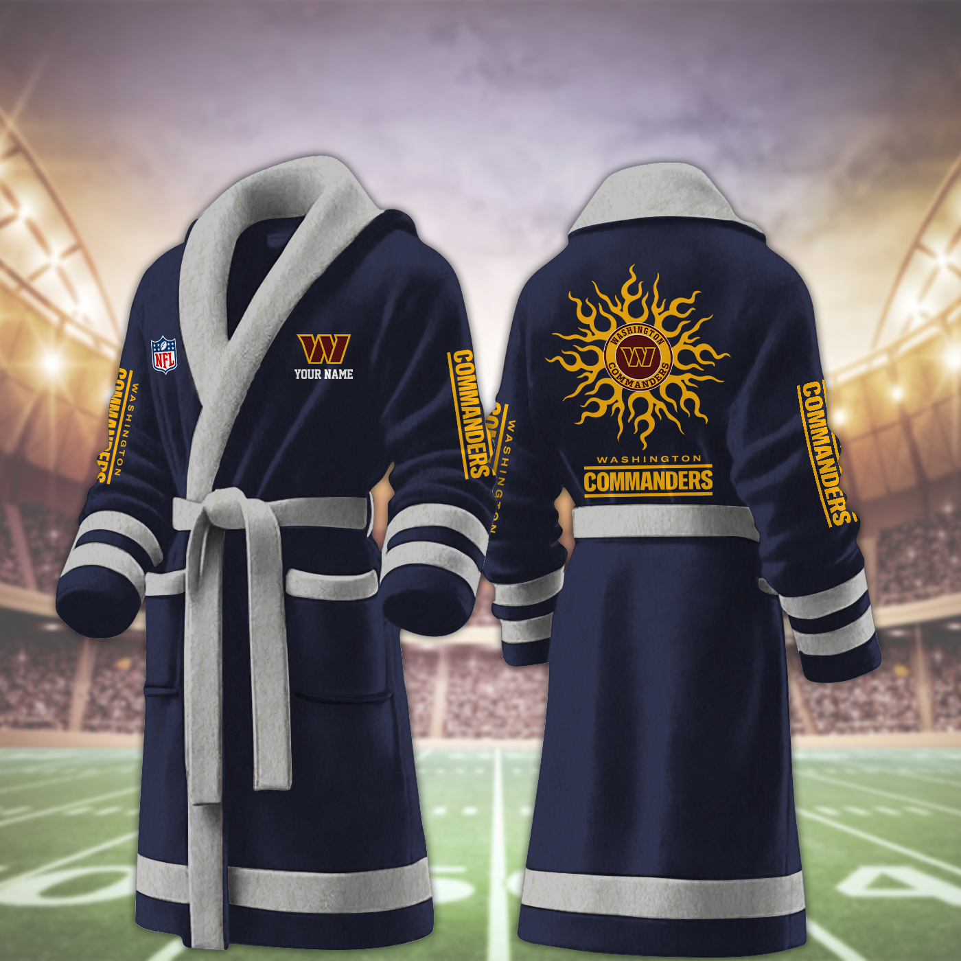 washington commanders nfl personalized fleece bathrobe aummu