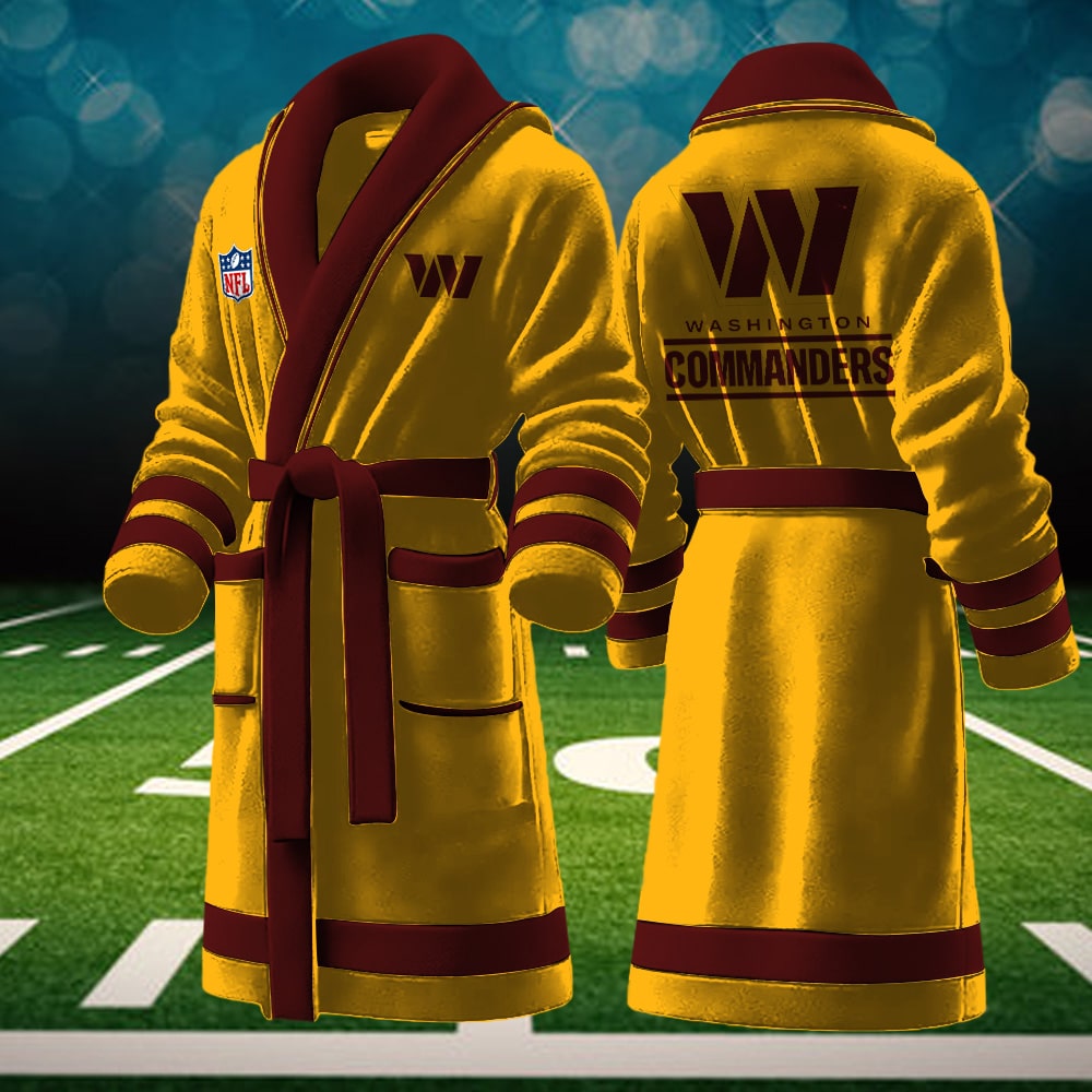 washington commanders nfl personalized fleece bathrobe bxywi