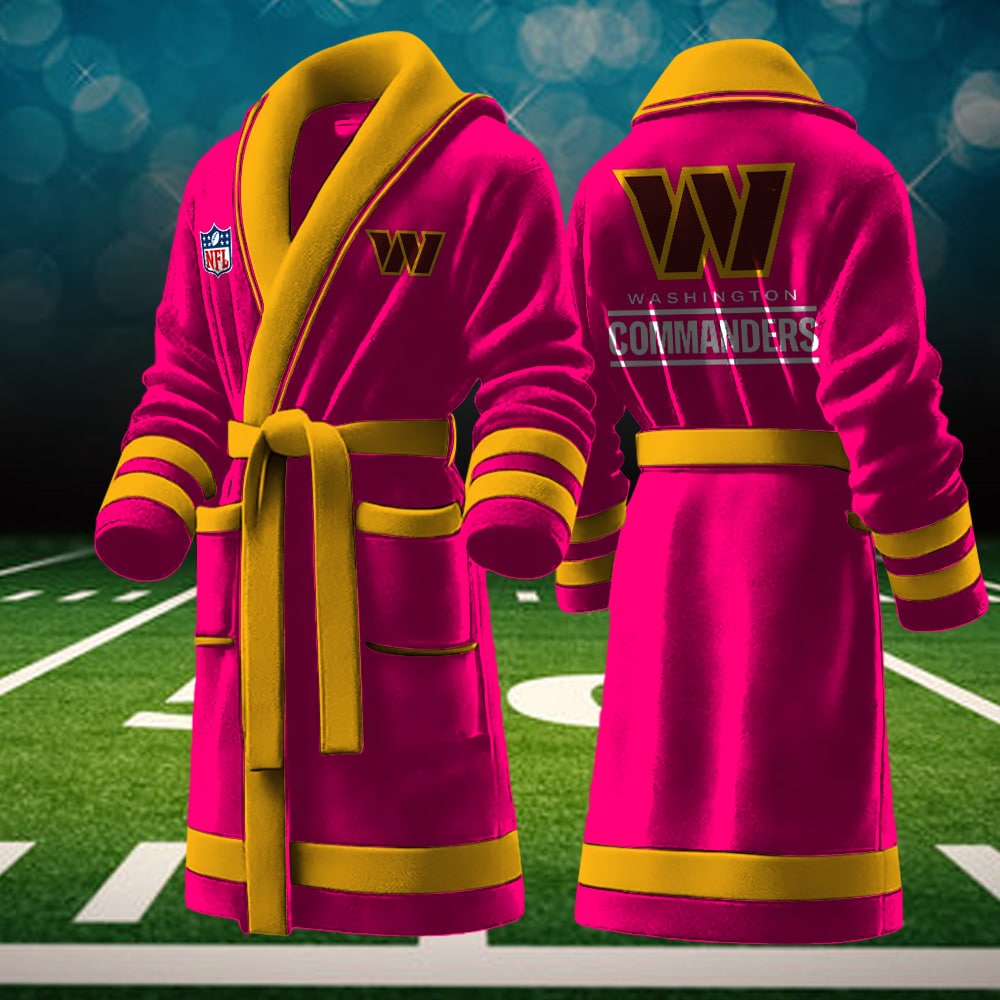 washington commanders nfl personalized fleece bathrobe ctvck