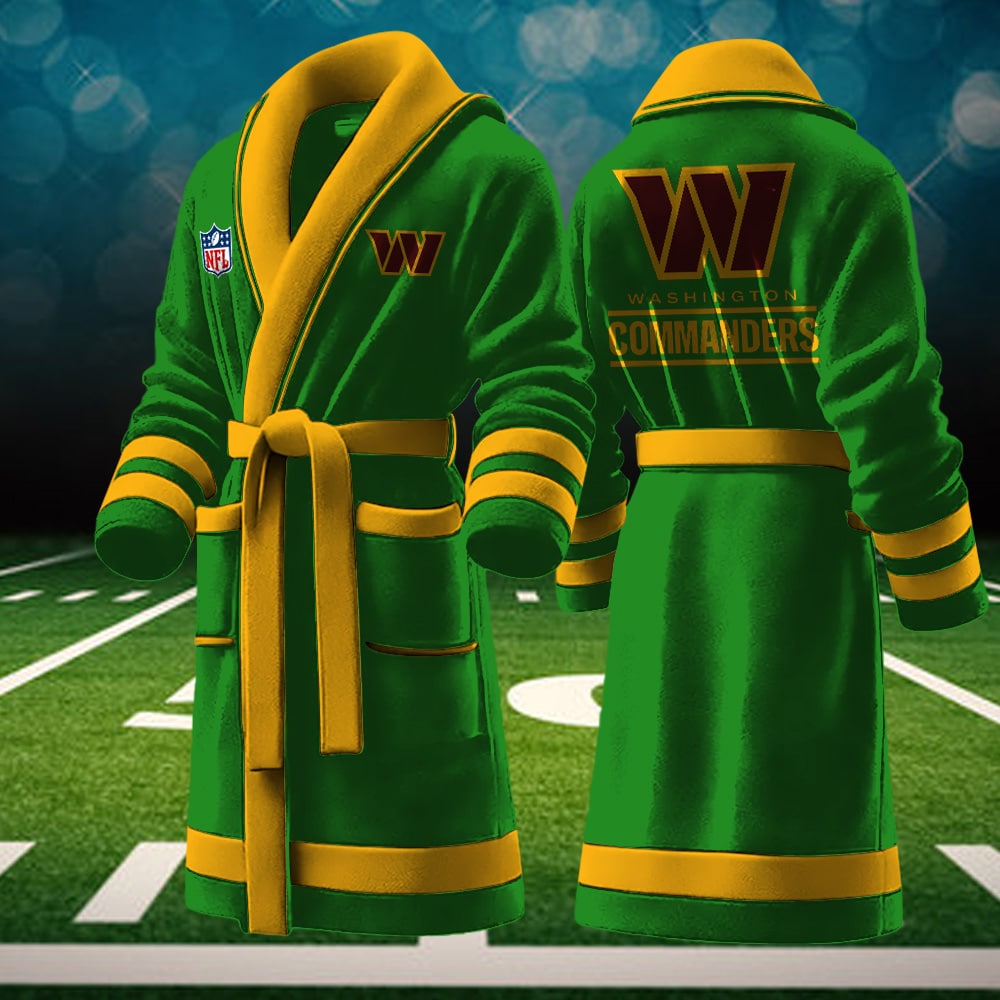 washington commanders nfl personalized fleece bathrobe cyjb0