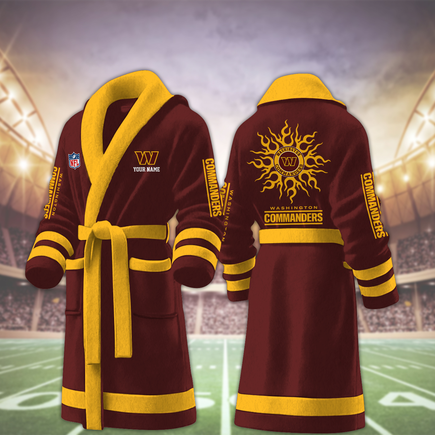 washington commanders nfl personalized fleece bathrobe i0bl6