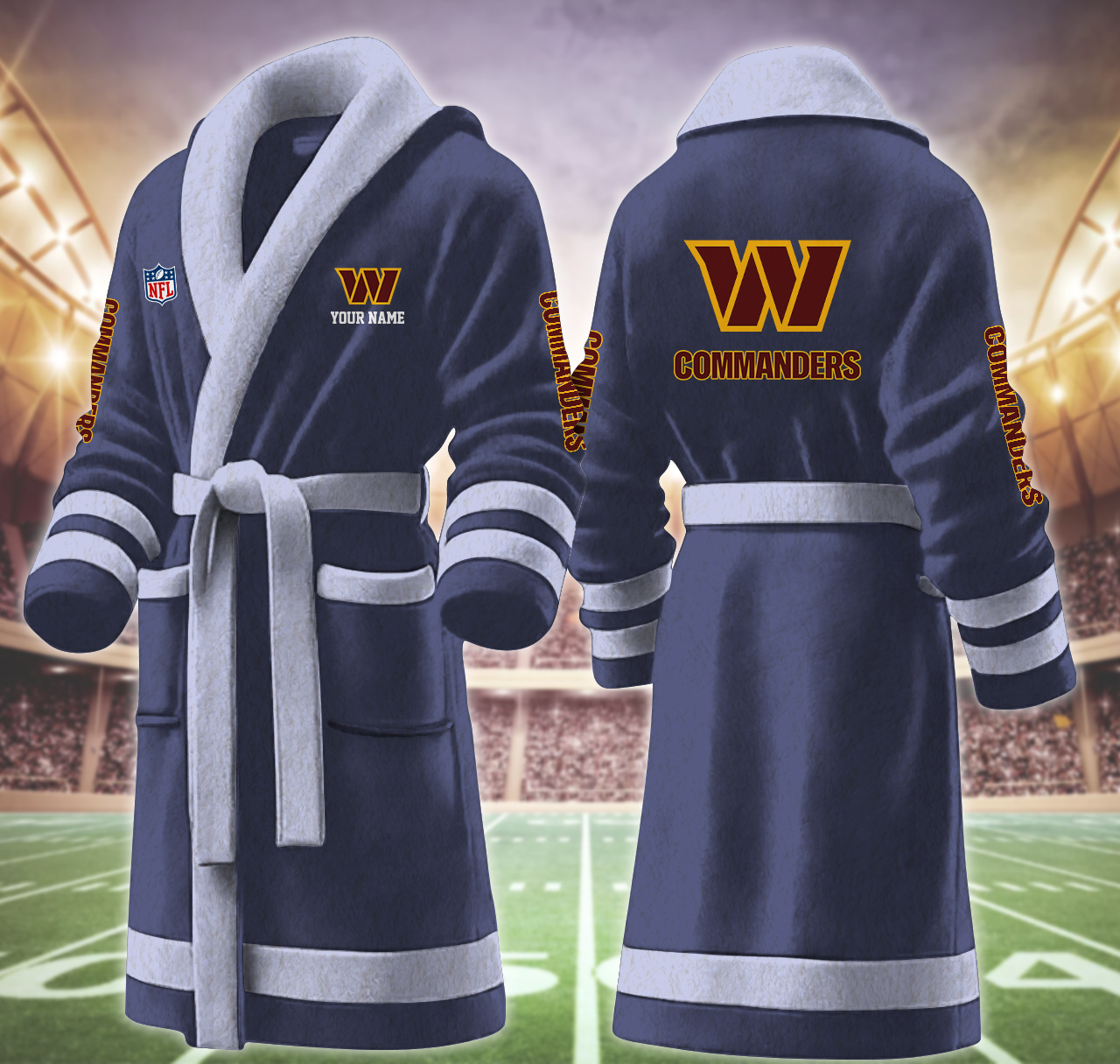 washington commanders nfl personalized fleece bathrobe pqwzz