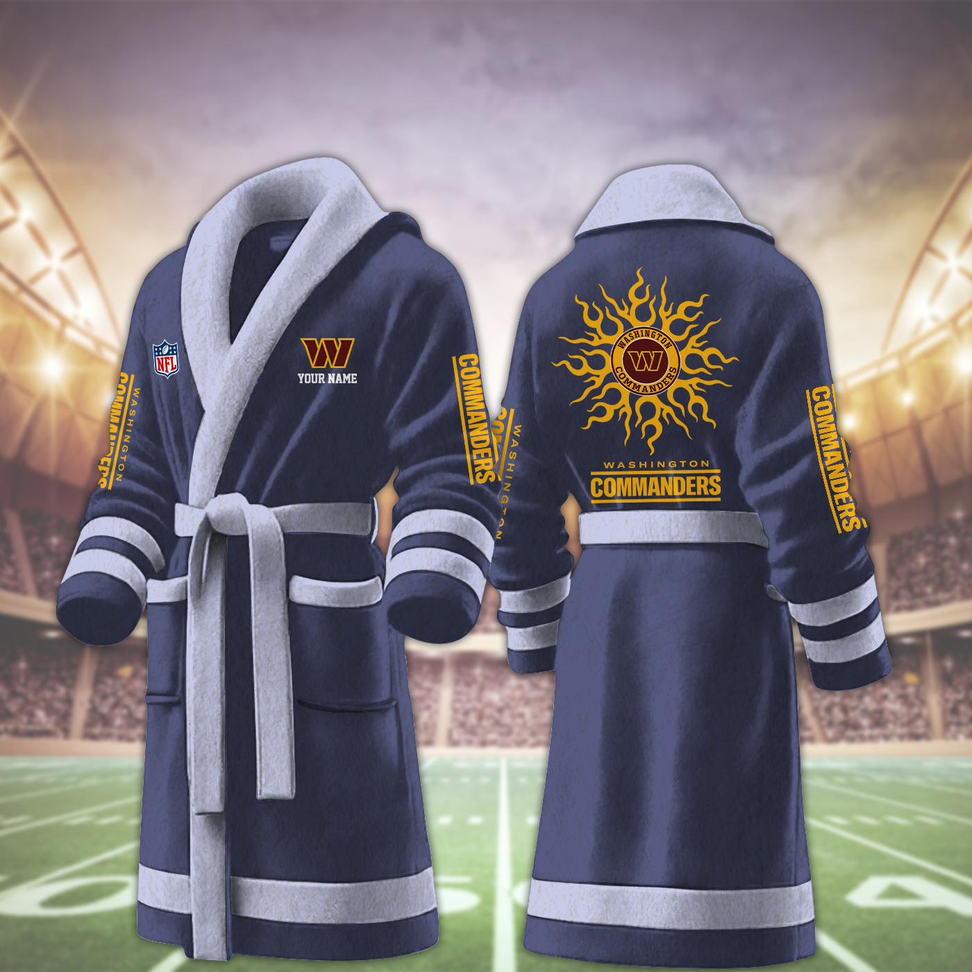 washington commanders nfl personalized fleece bathrobe qlxim