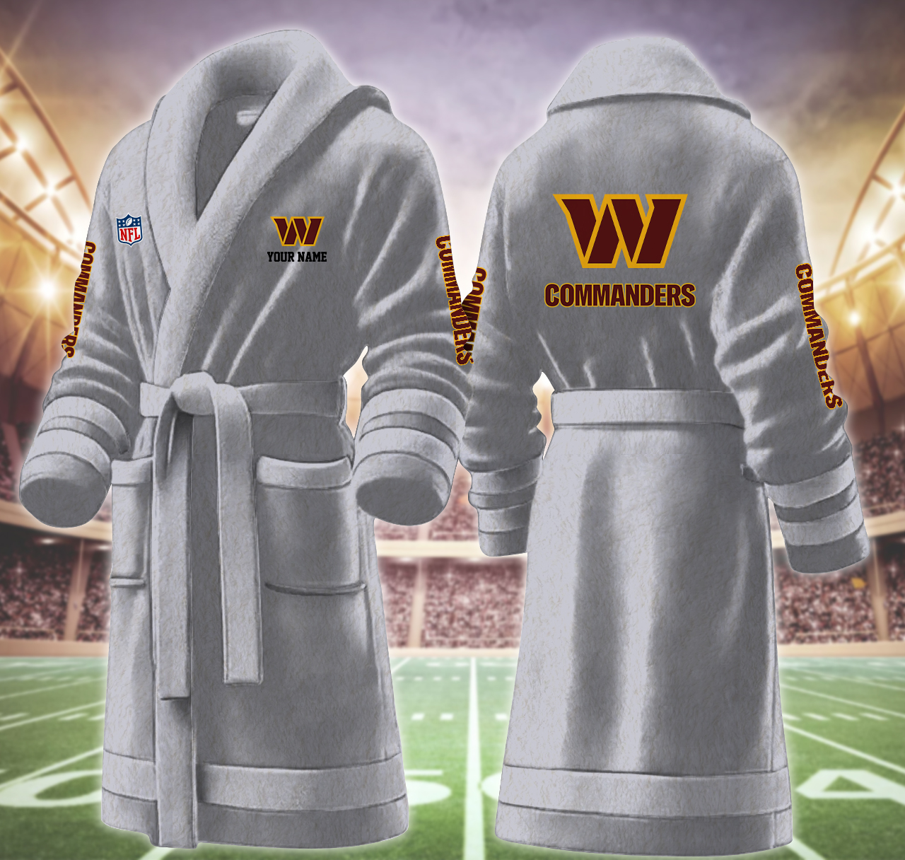 washington commanders nfl personalized fleece bathrobe r59n2