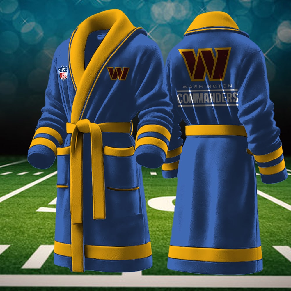 washington commanders nfl personalized fleece bathrobe rwgl6