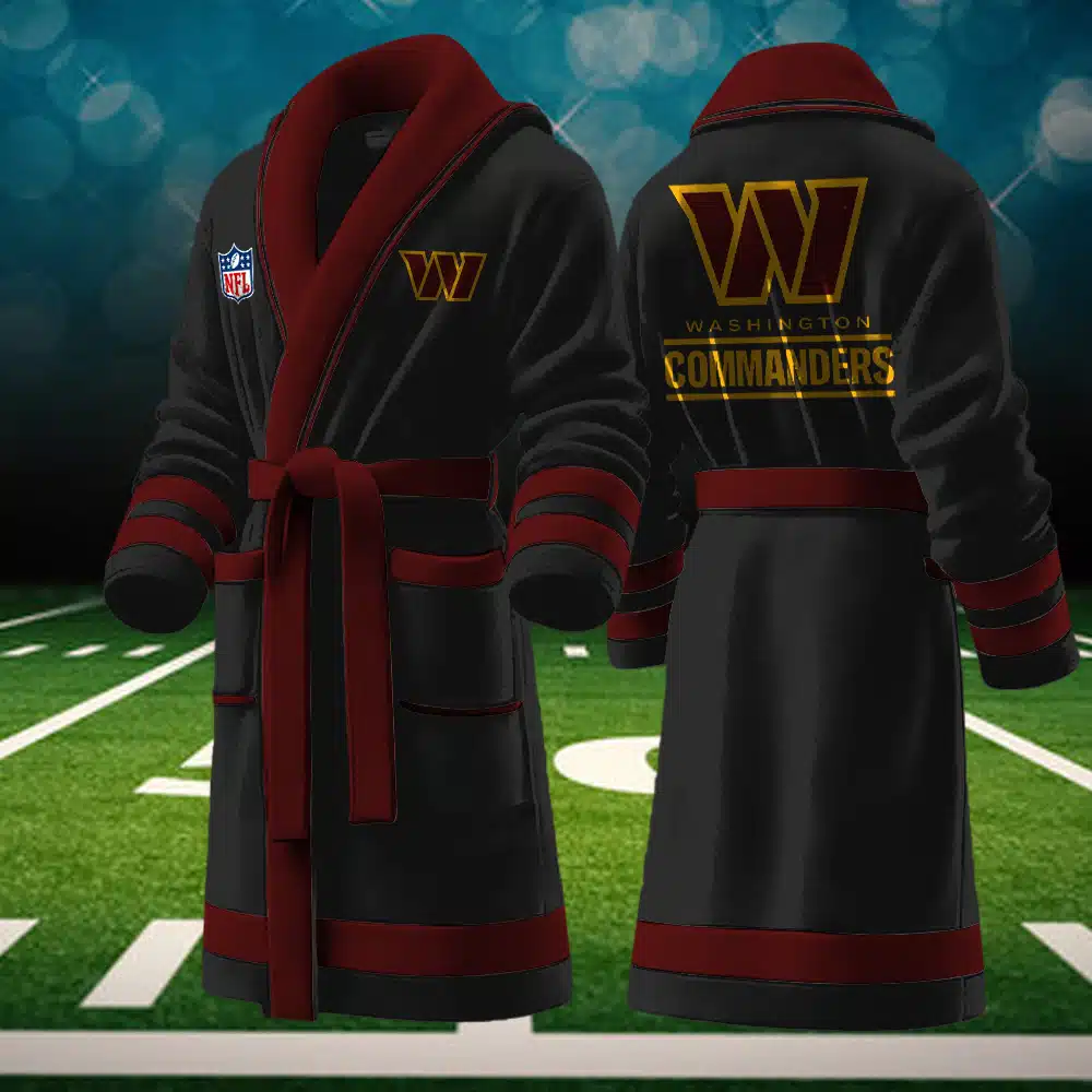 washington commanders nfl personalized fleece bathrobe thb7x