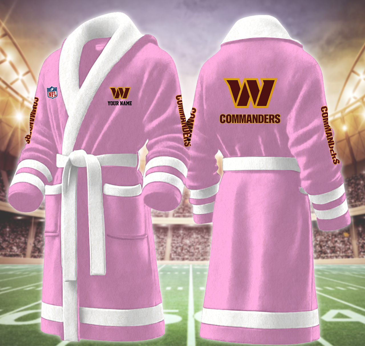 washington commanders nfl personalized fleece bathrobe xwbgj