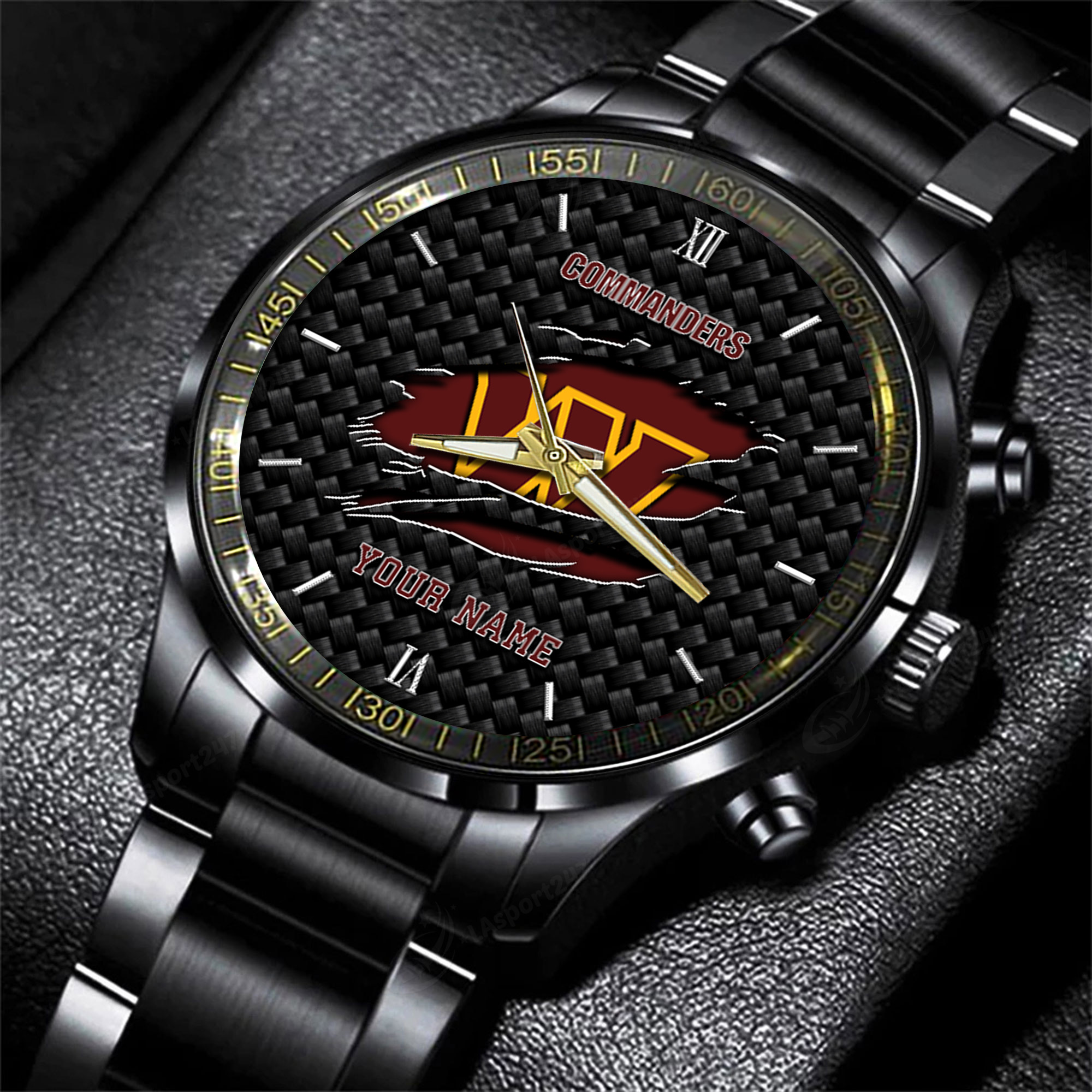 washington commanders nfl personalized sport black fashion watch tpouw